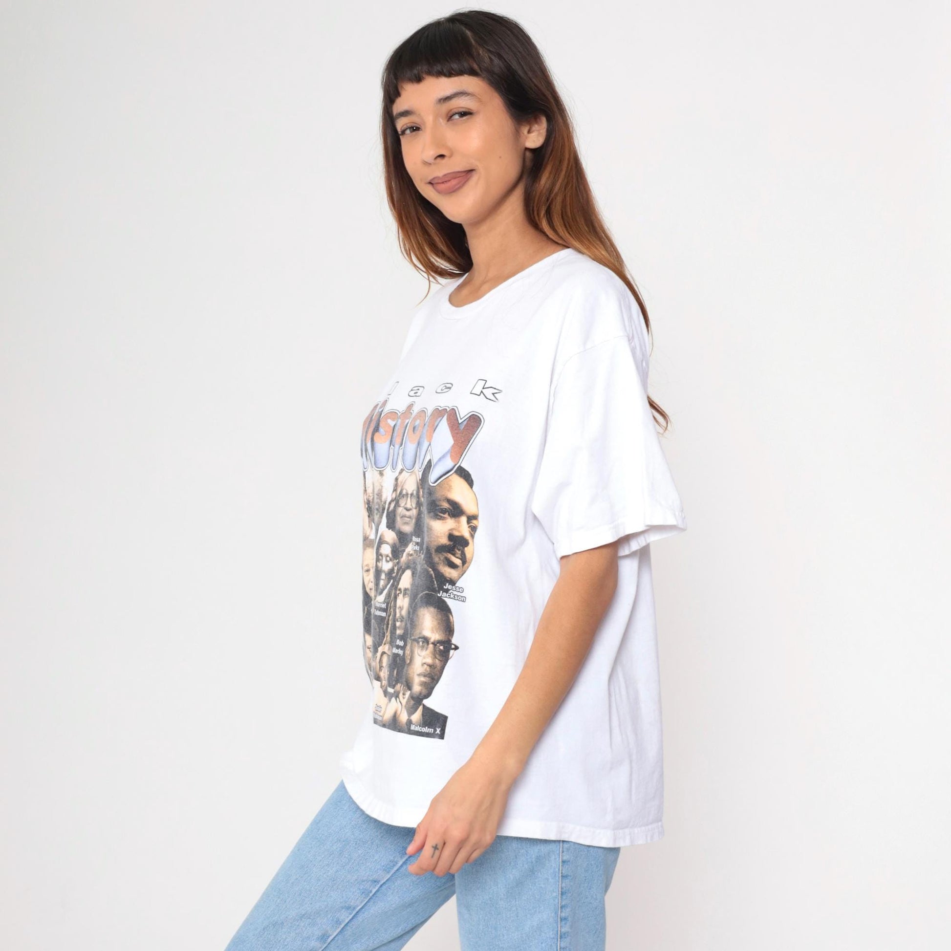 90s Black History Graphic T-Shirt Martin Luther King Malcolm X Rosa Parks Nelson Mandela Extra Large