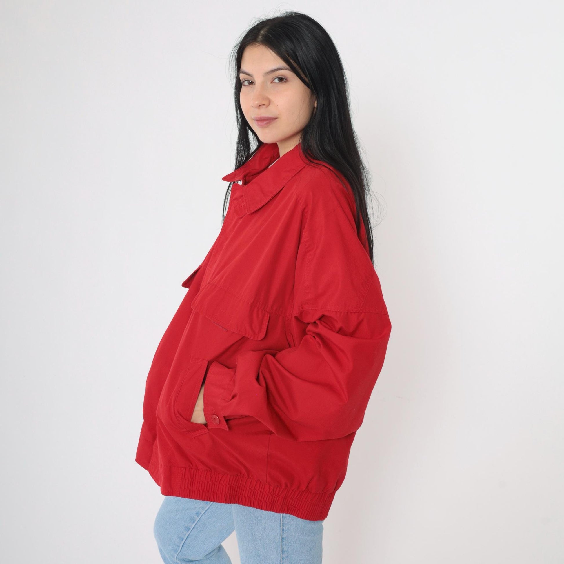 80s London Fog Red Bomber Windbreaker Jacket Extra Large XL