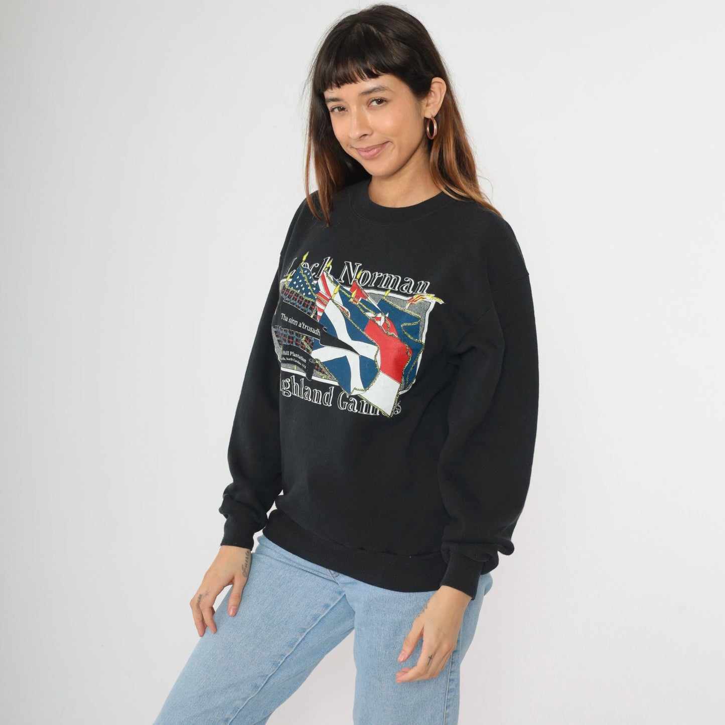 90s Loch Norman Highland Games Sweatshirt North Carolina Black Crewneck Medium