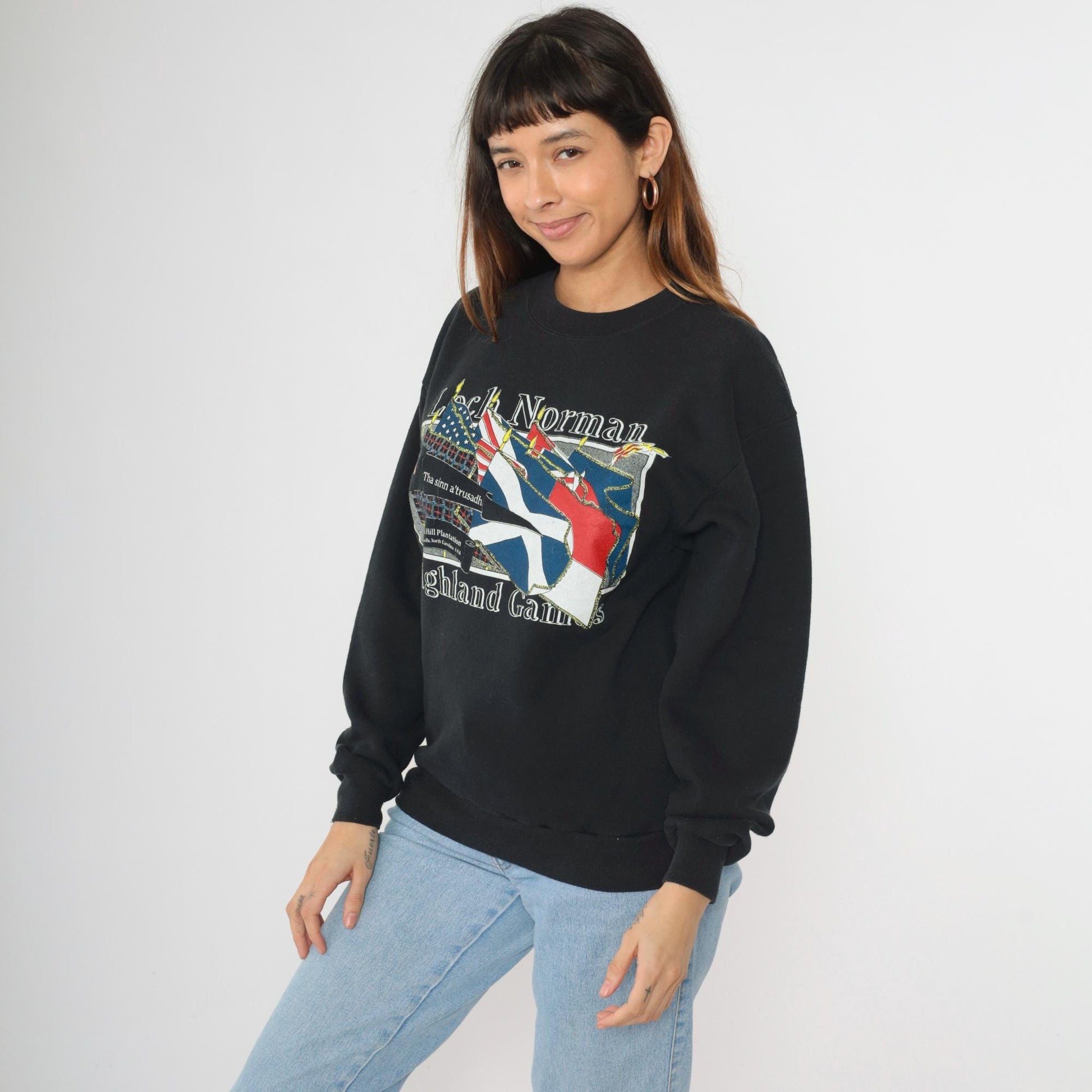 90s Loch Norman Highland Games Sweatshirt North Carolina Black Crewneck Medium