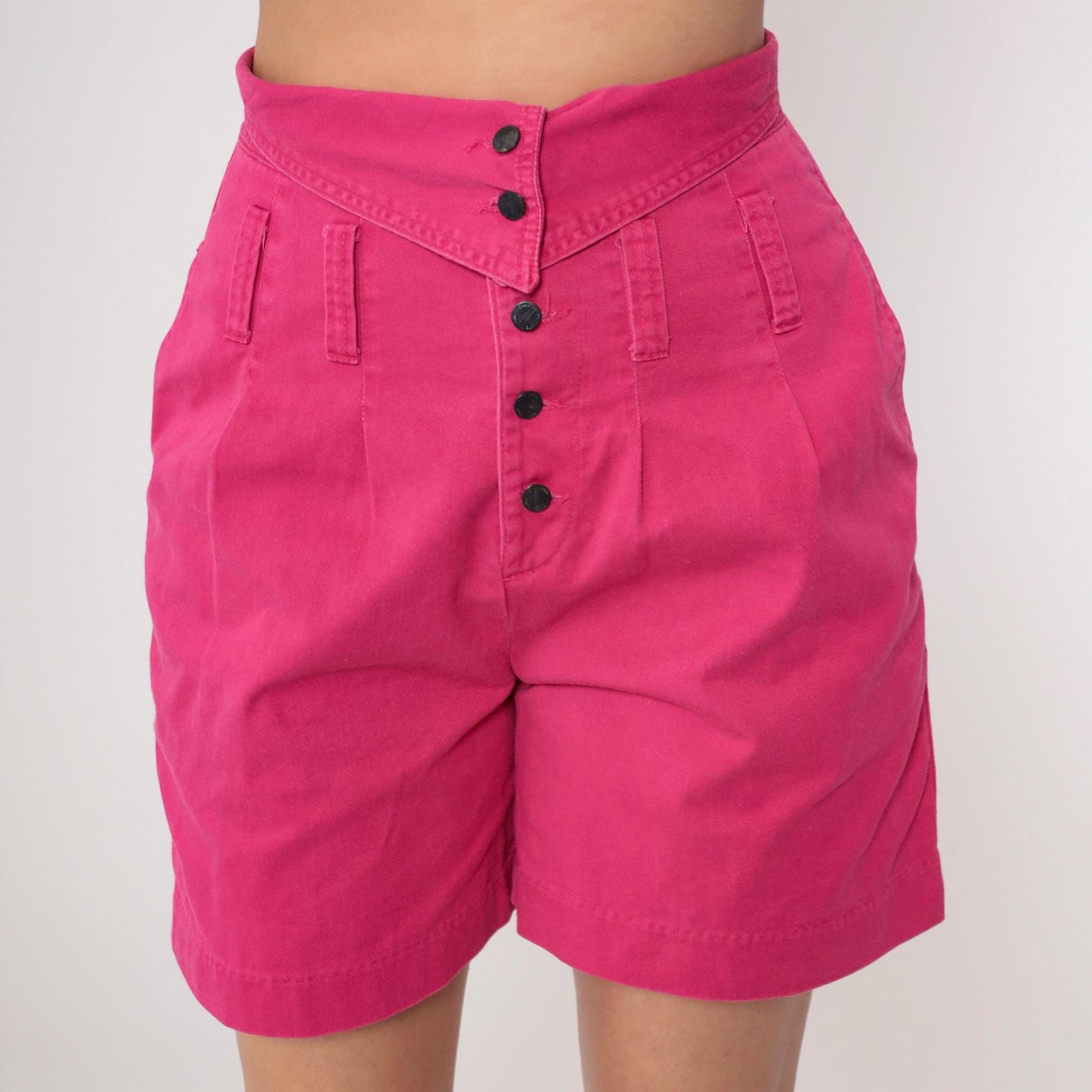 90s Palmettos Hot Pink Denim Shorts High Waisted Pleated Jean Shorts Medium 9