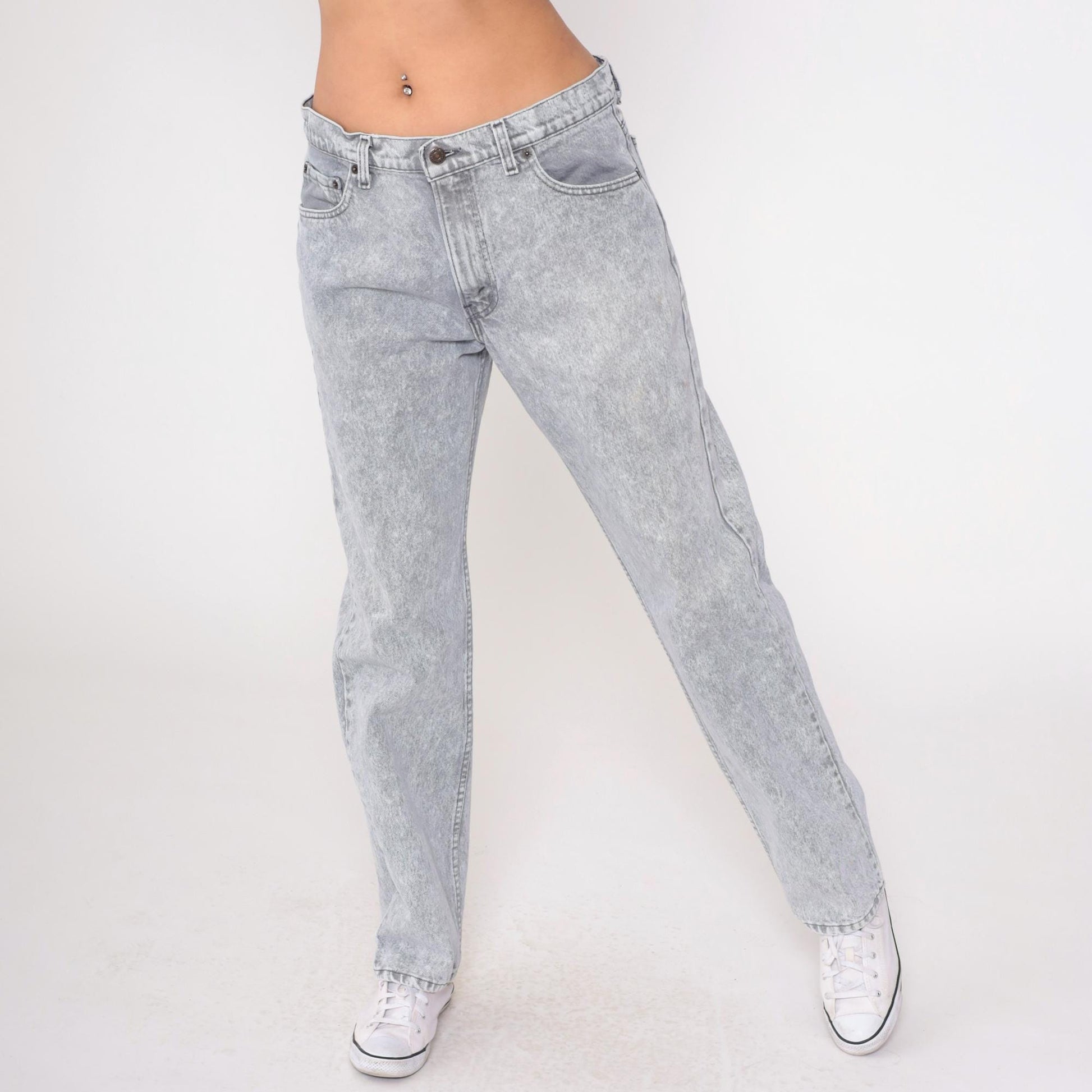 90s Levi's 506 Acid Wash Grey High-Rise Straight Jeans 36x32