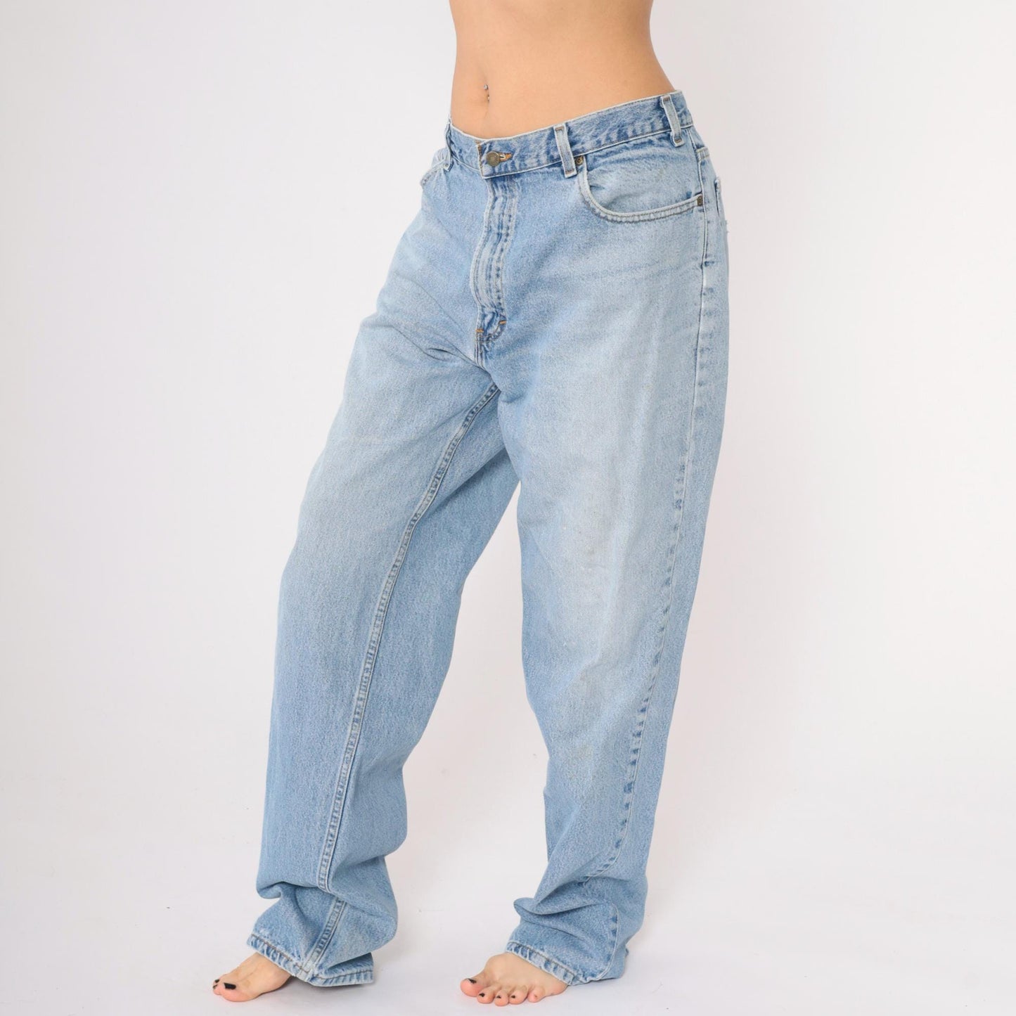 90s Austin Jeans Men's 38x36 High Rise Straight Leg Blue Denim Large