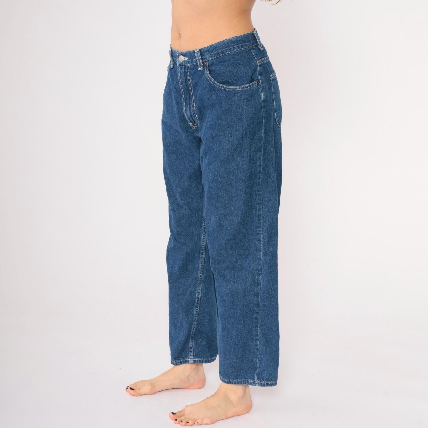 Y2K Old Navy High Waist Straight Leg Ankle Jeans Blue Denim Large 12