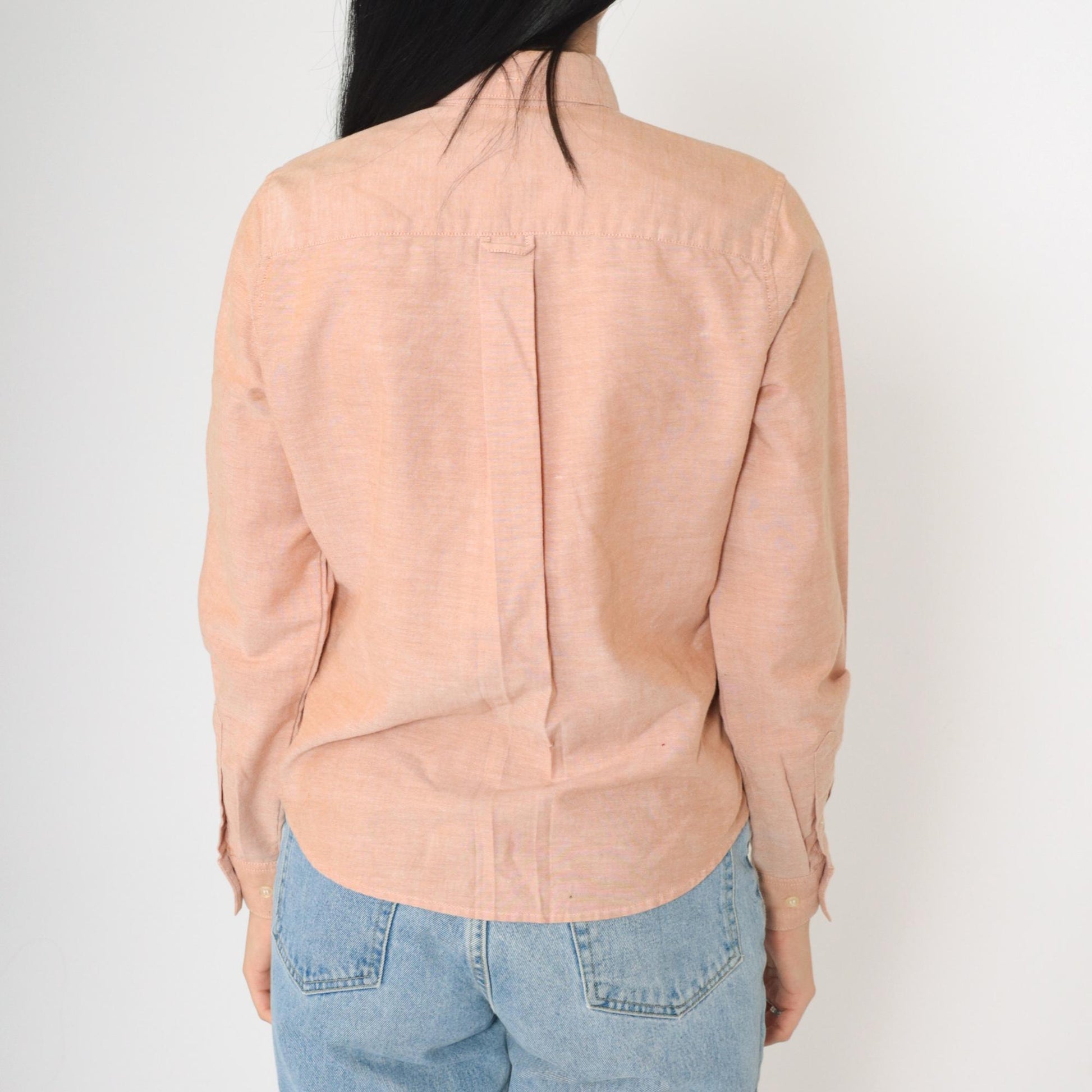 80s Jordache Orange White Button Up Blouse Small S