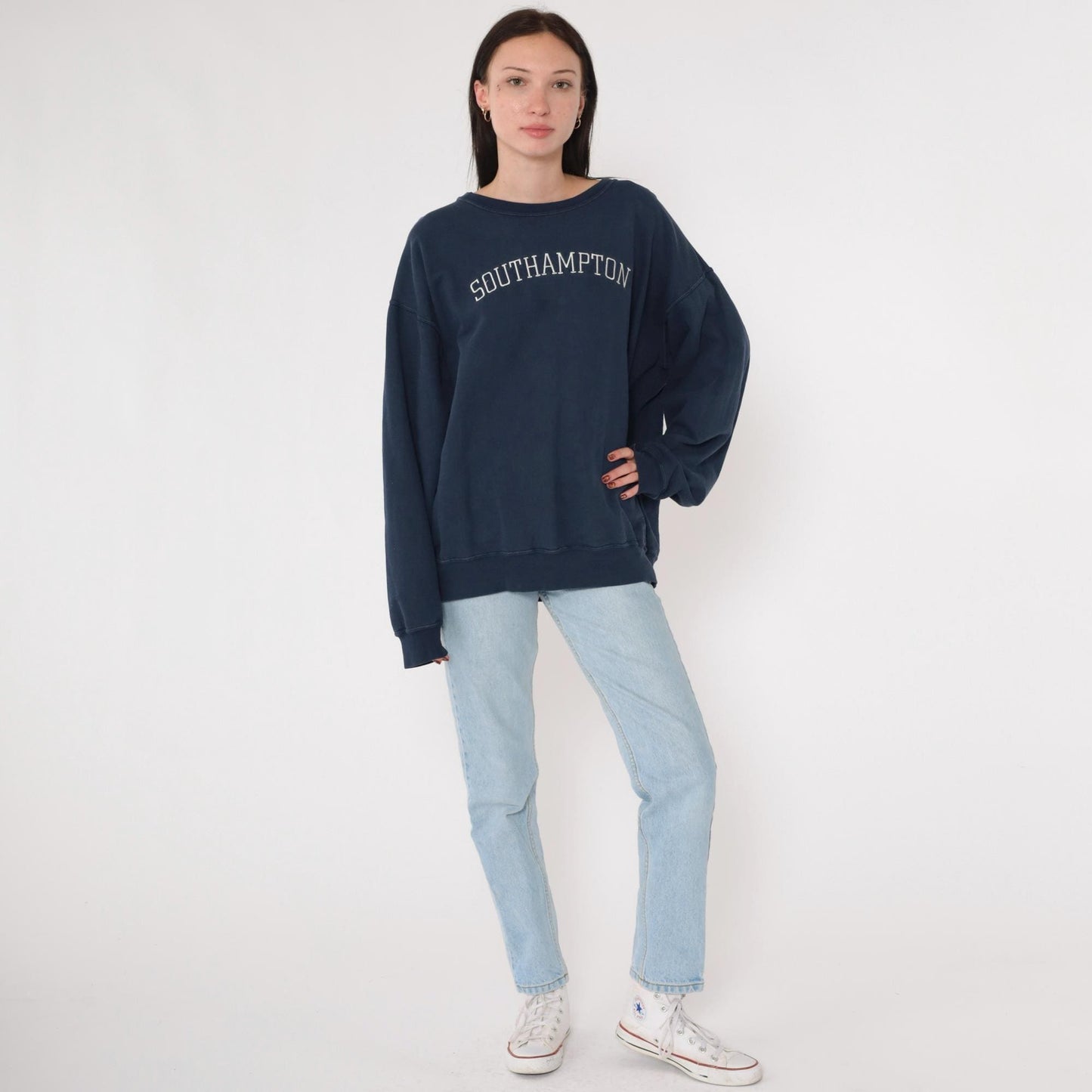90s Southampton Hamptons Navy Embroidered Sweatshirt Crewneck Large L