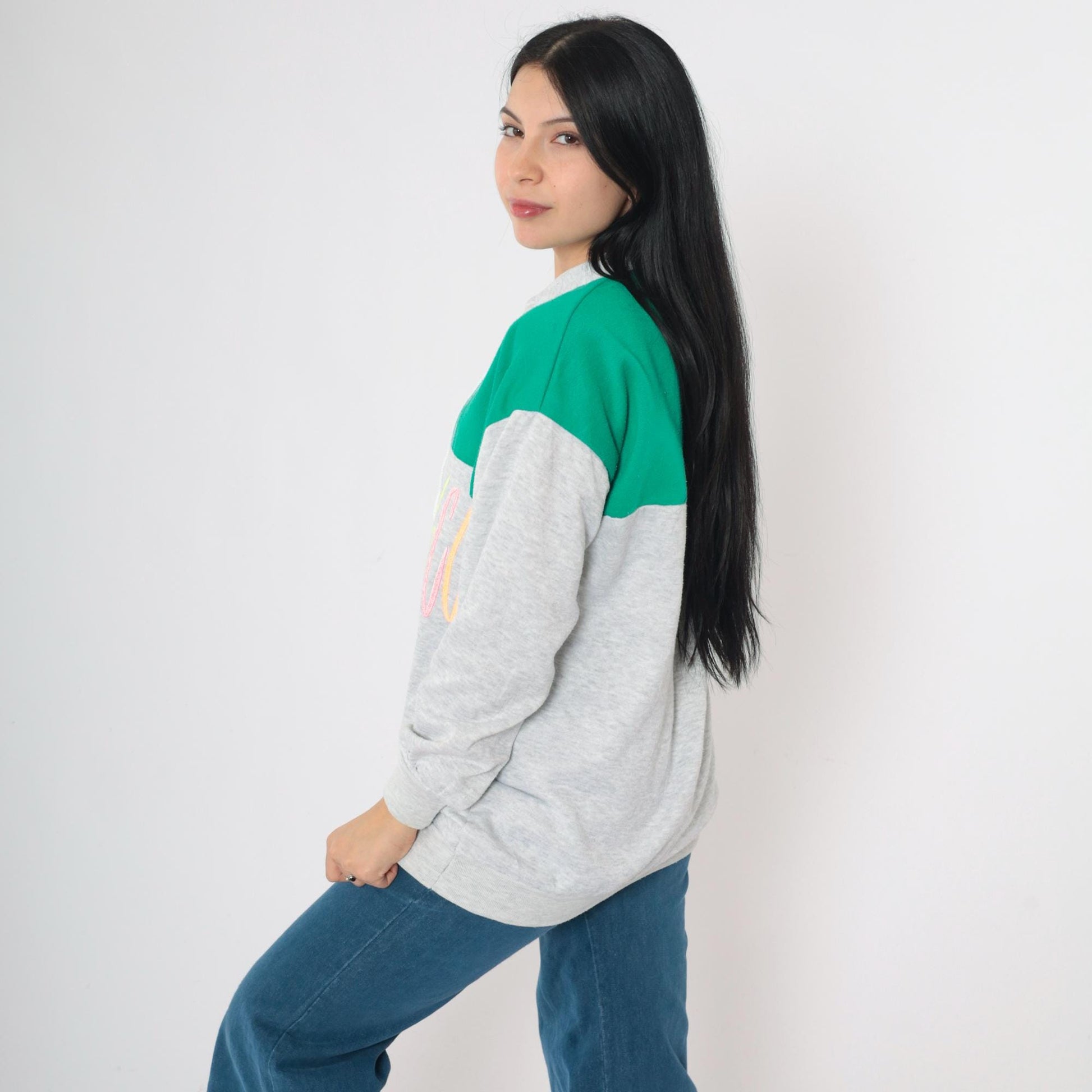 80s San Francisco Color Block Sweatshirt Half Zip Neon Graphic Medium Large