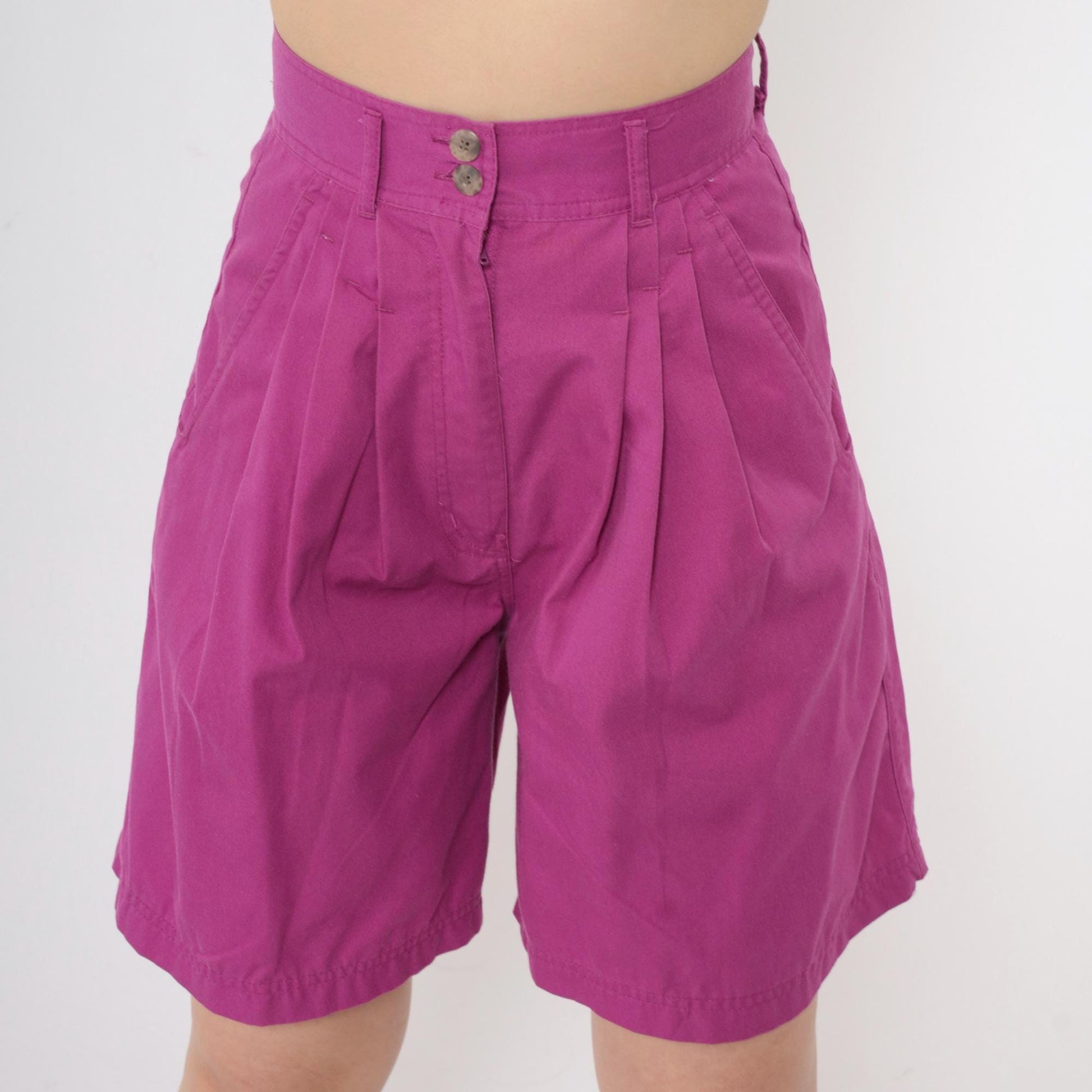 90s Purple Pleated High-Waist Shorts Extra Small XS