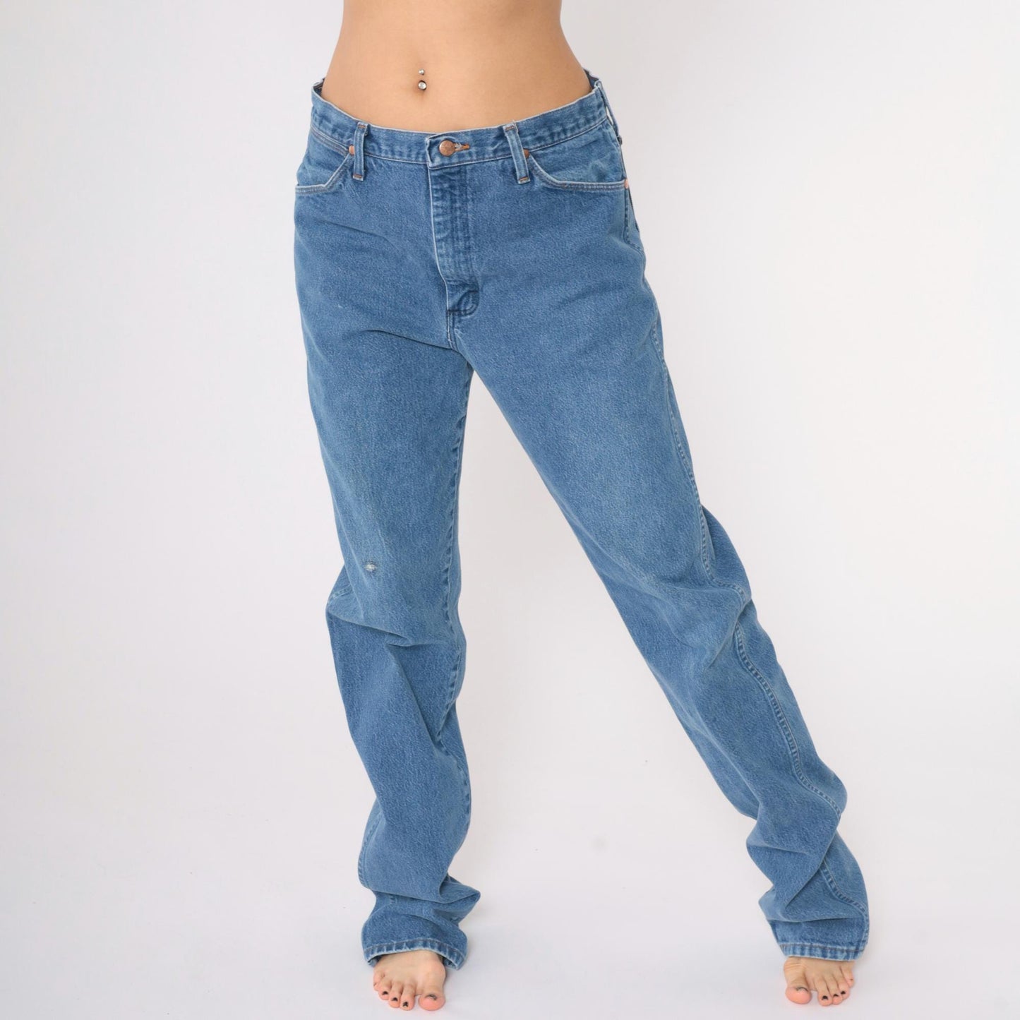 90s Wrangler Straight Leg High Rise Jeans Blue Denim Men's 35x38