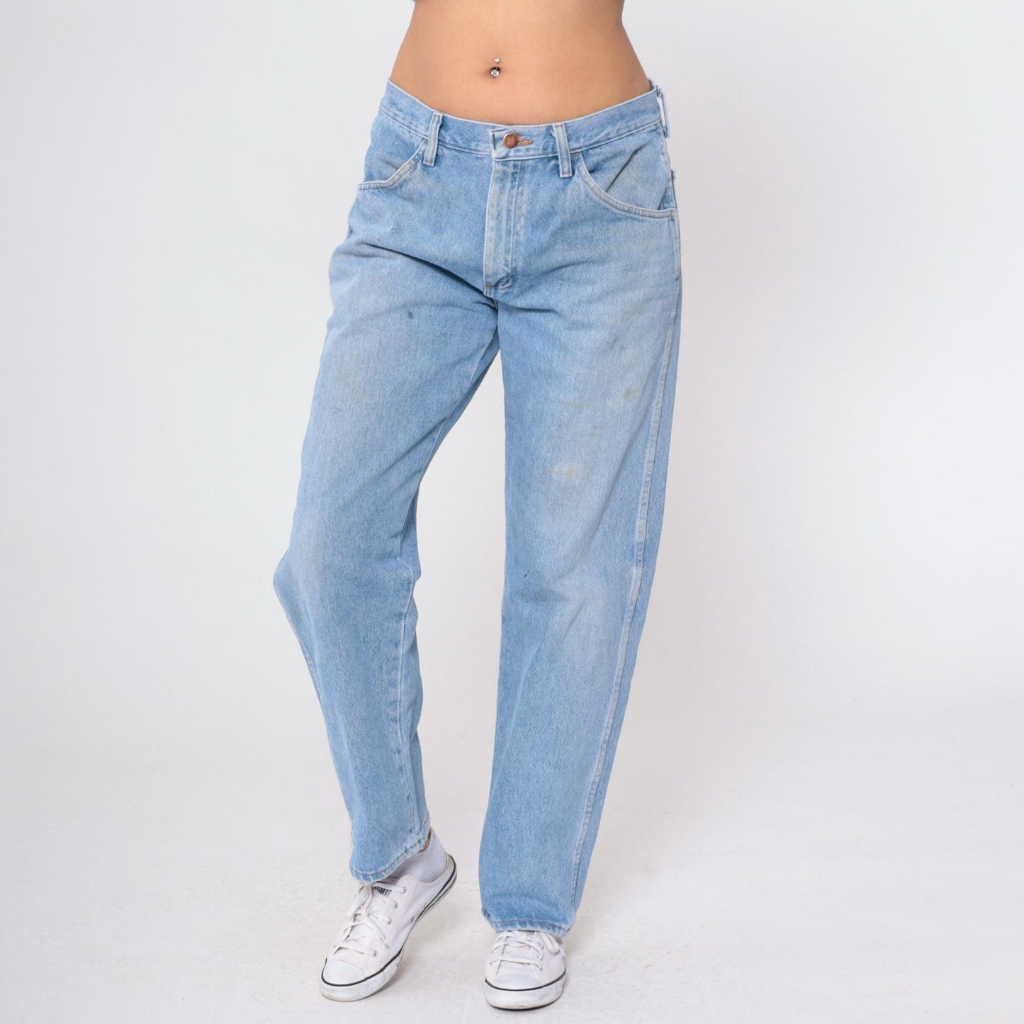 90s Rustler Blue Jeans Rainbow Pocket High Rise Straight Leg 33x30