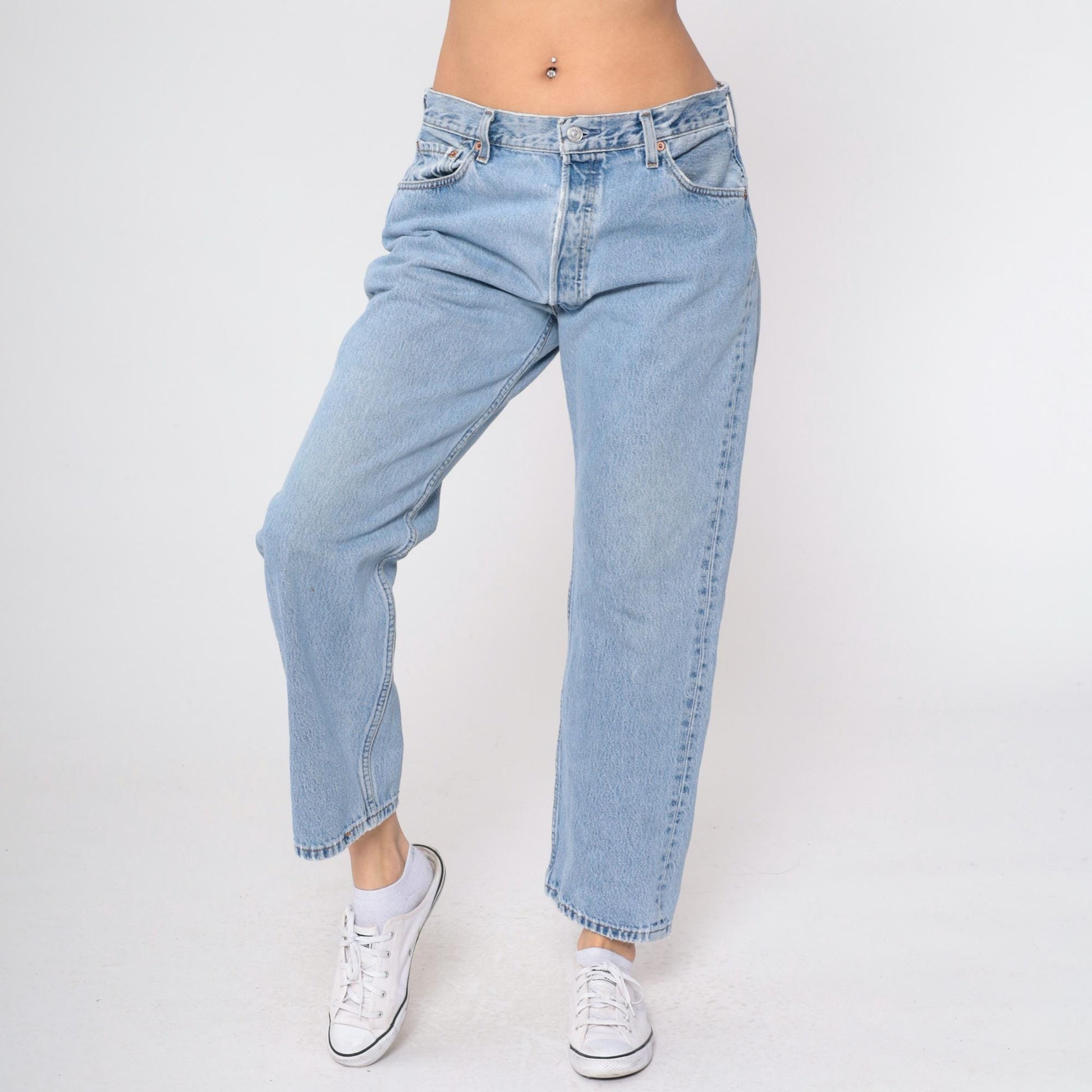 90s Levi's 501 Straight Leg Jeans High Rise Button Fly Blue Denim 36x29