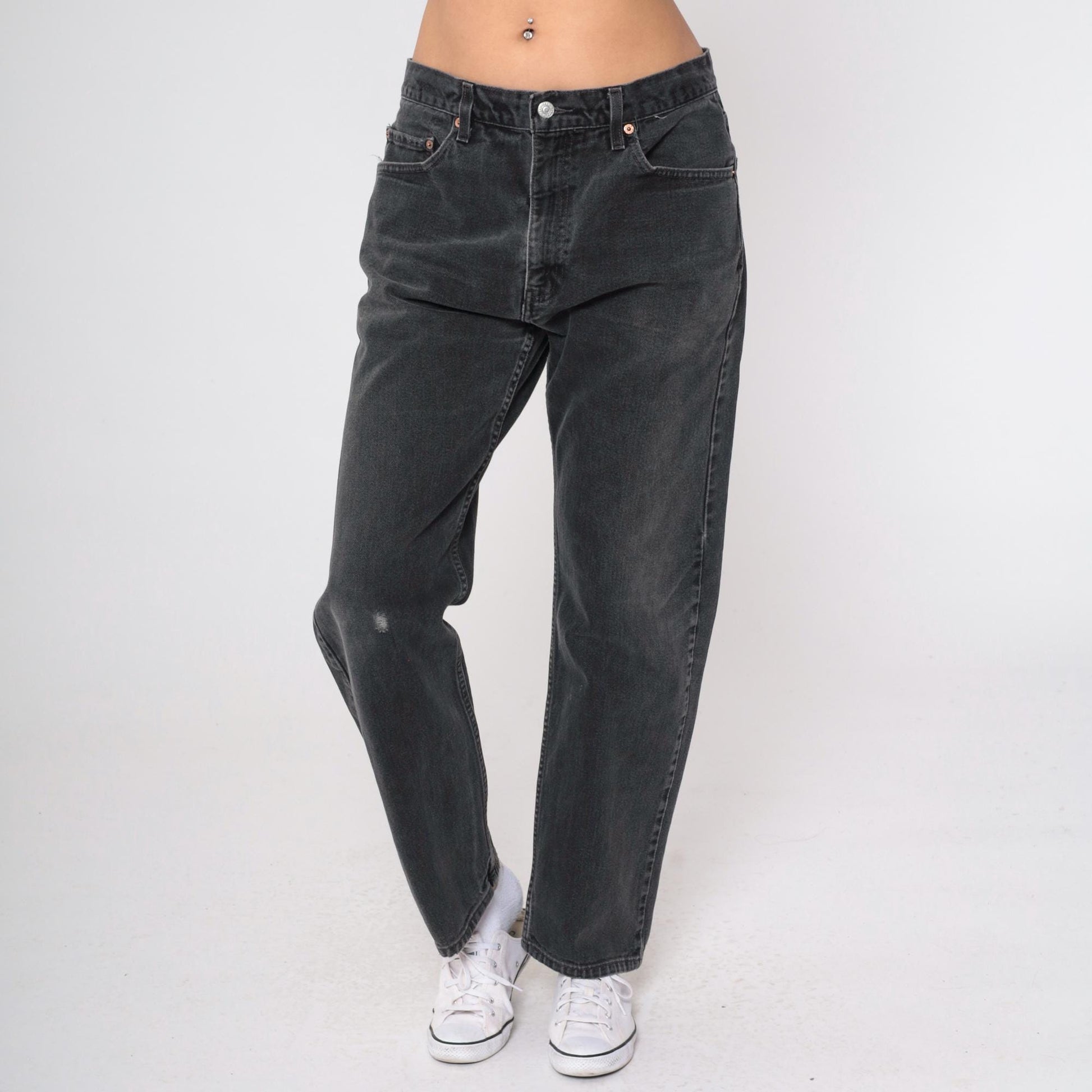 90s Levi's 505 Black Denim Jeans High Rise Straight Leg 34x30