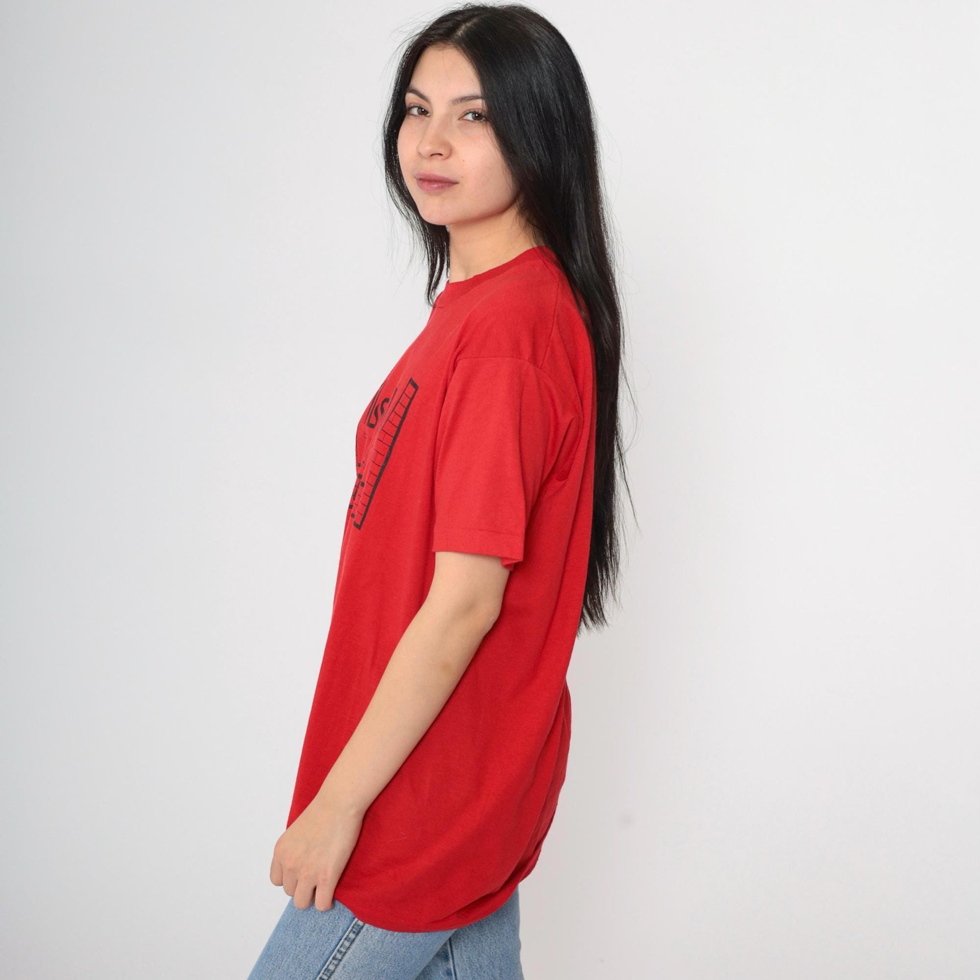 90s Screen Stars 1st A Team Builder T-Shirt Red Graphic Crewneck Extra Large XL