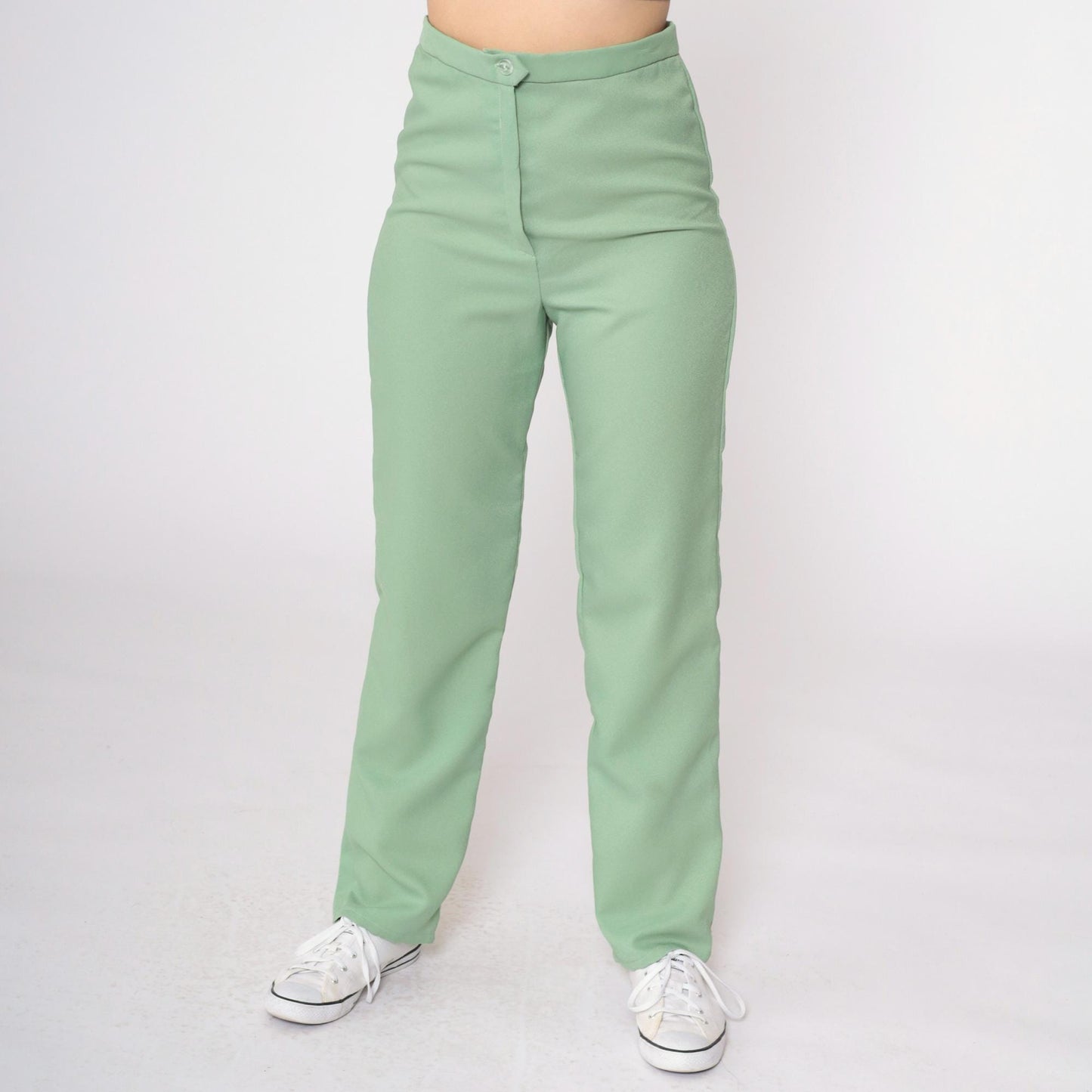 70s High-Rise Straight Leg Trousers Sage Green Extra Small