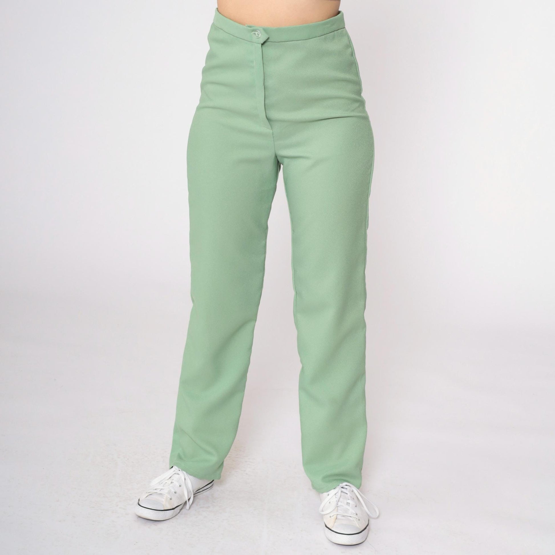 70s High-Rise Straight Leg Trousers Sage Green Extra Small
