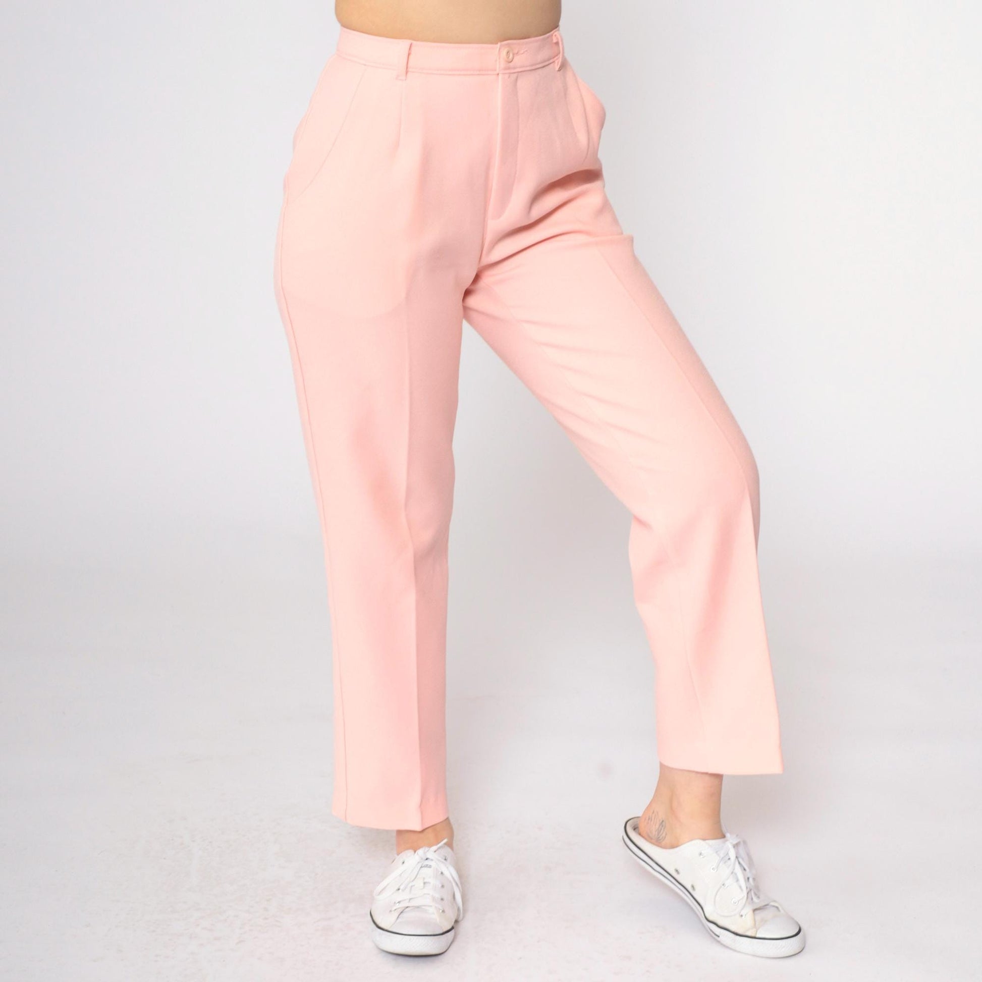 80s Levi's Bend Over Pink High-Waist Straight Leg Trousers Small