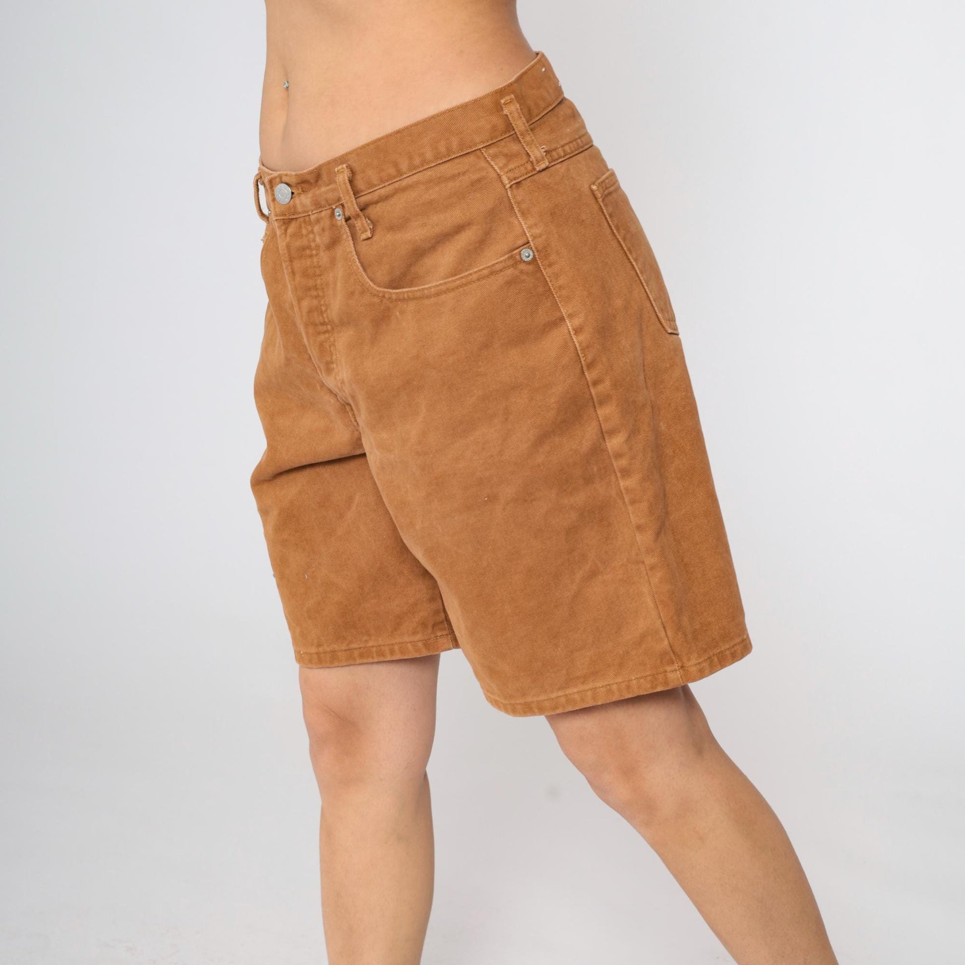90s Guess Brown Denim Shorts High-Waisted Jean Shorts Large