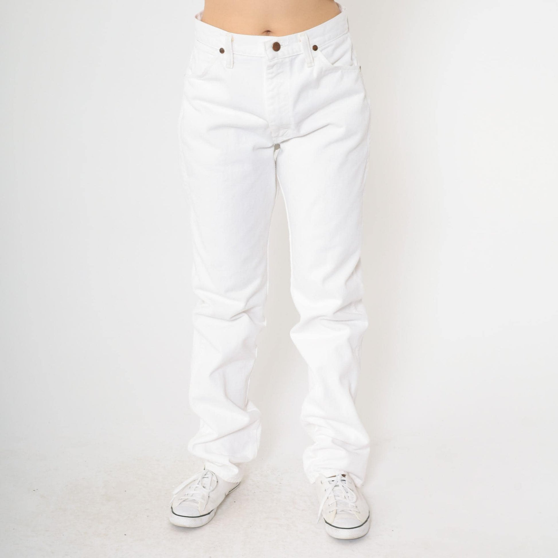 90s Wrangler White Denim High-Rise Relaxed Straight Jeans Small 28