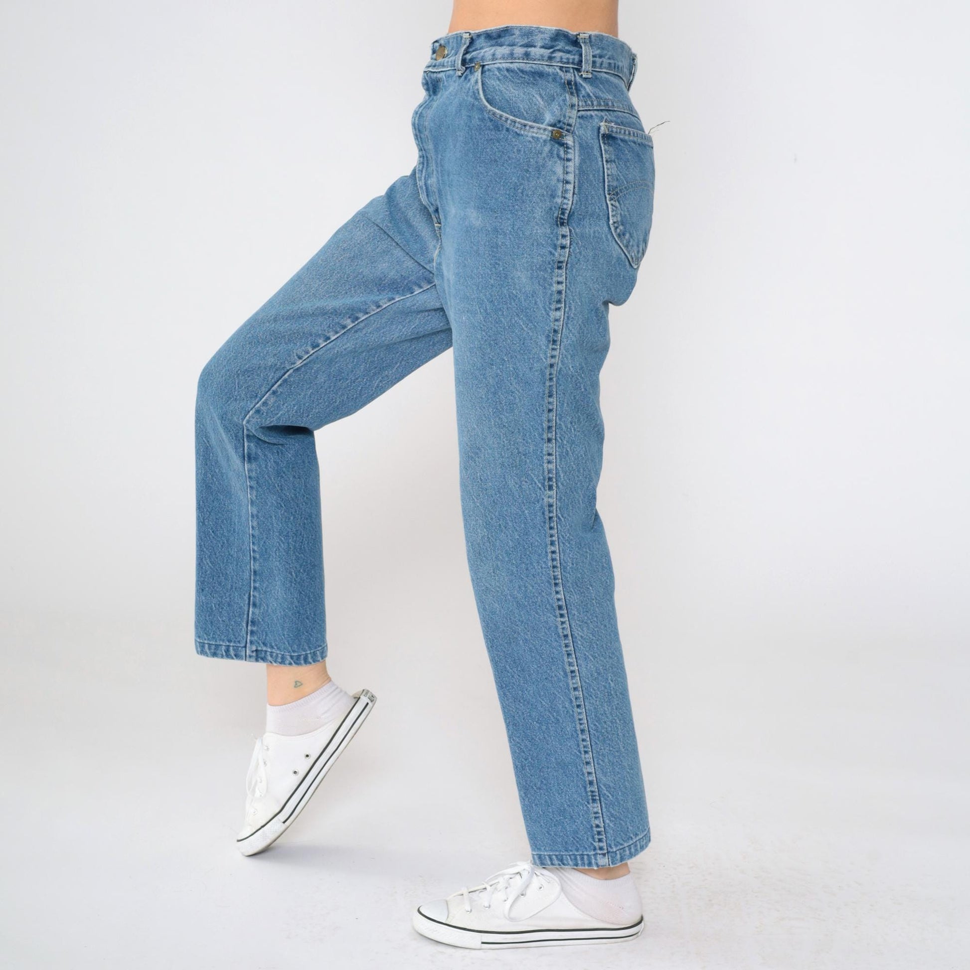 80s Chic High Waist Straight Leg Jeans Blue Denim Small