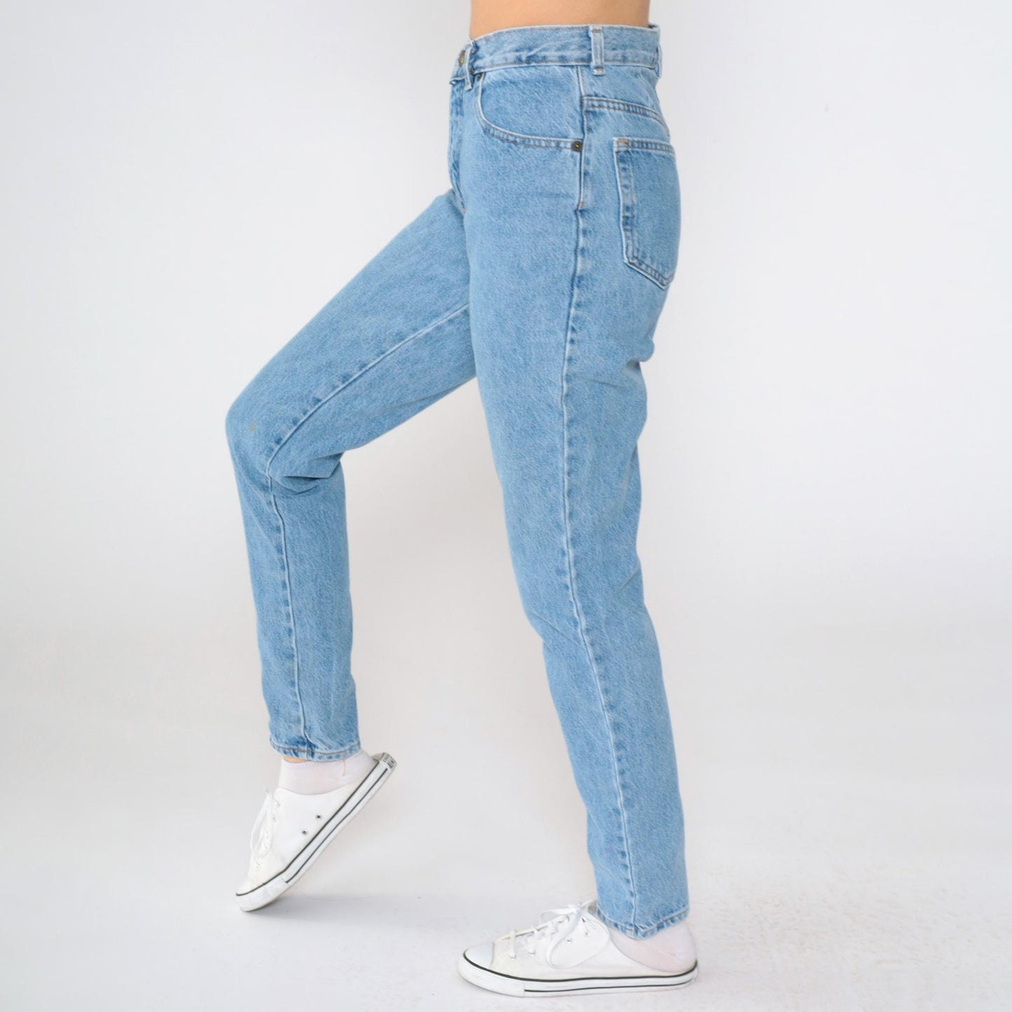 90s Express High Rise Slim Straight Jeans Blue Denim Small 3/4