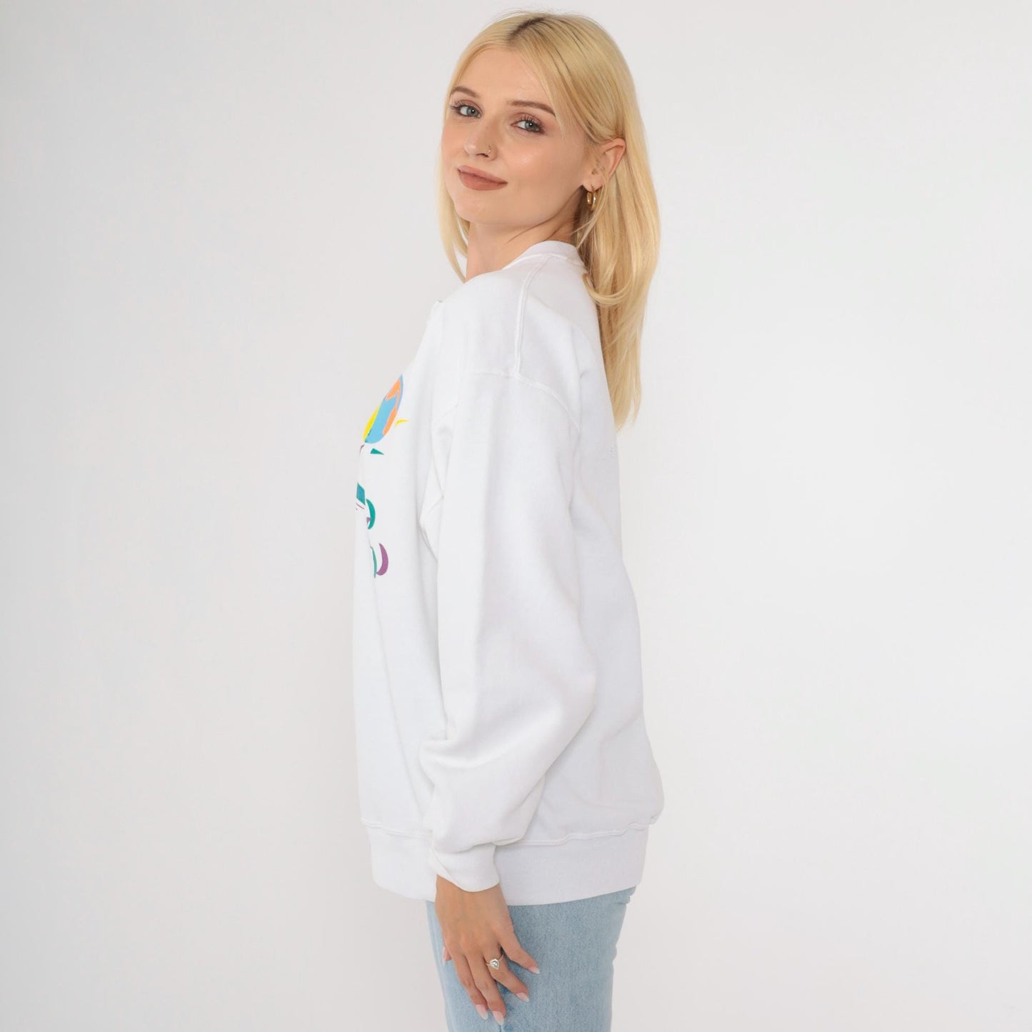 90s Jerzees Tennis St. Louis Graphic Sweatshirt White Crewneck Large