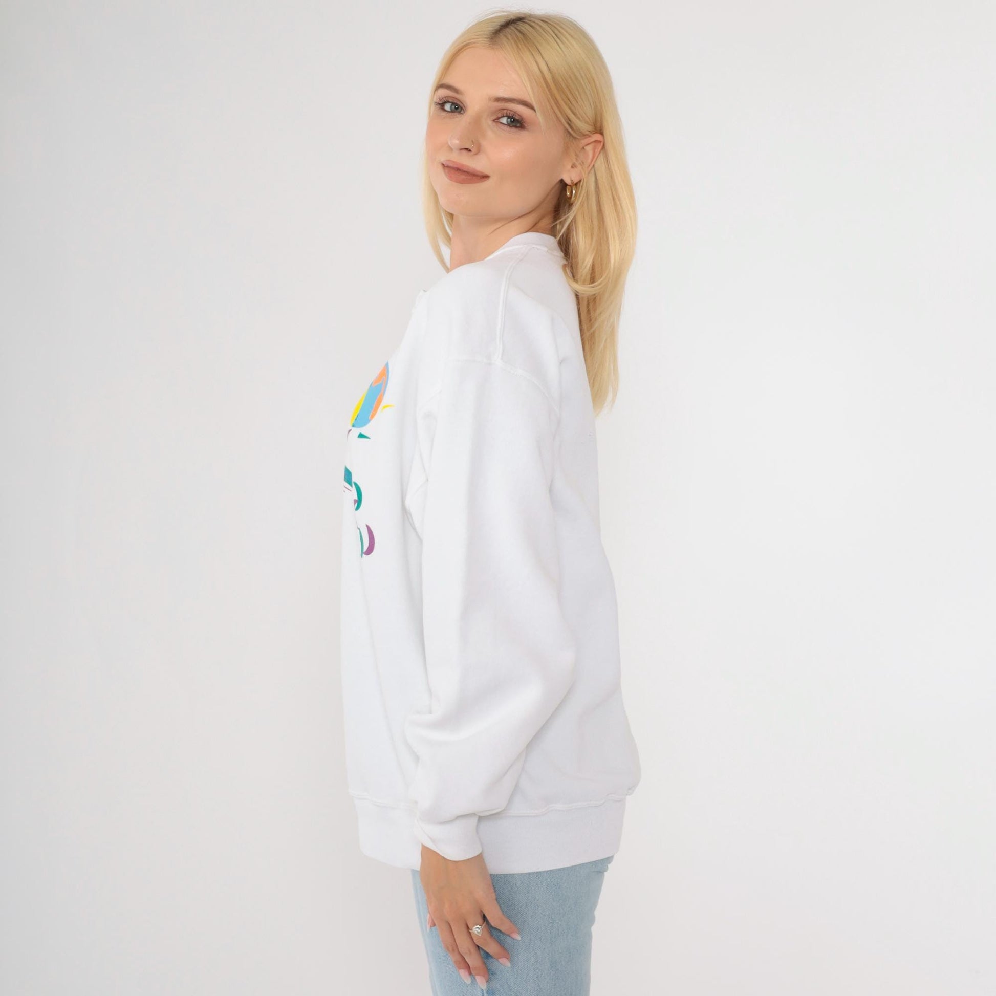90s Jerzees Tennis St. Louis Graphic Sweatshirt White Crewneck Large