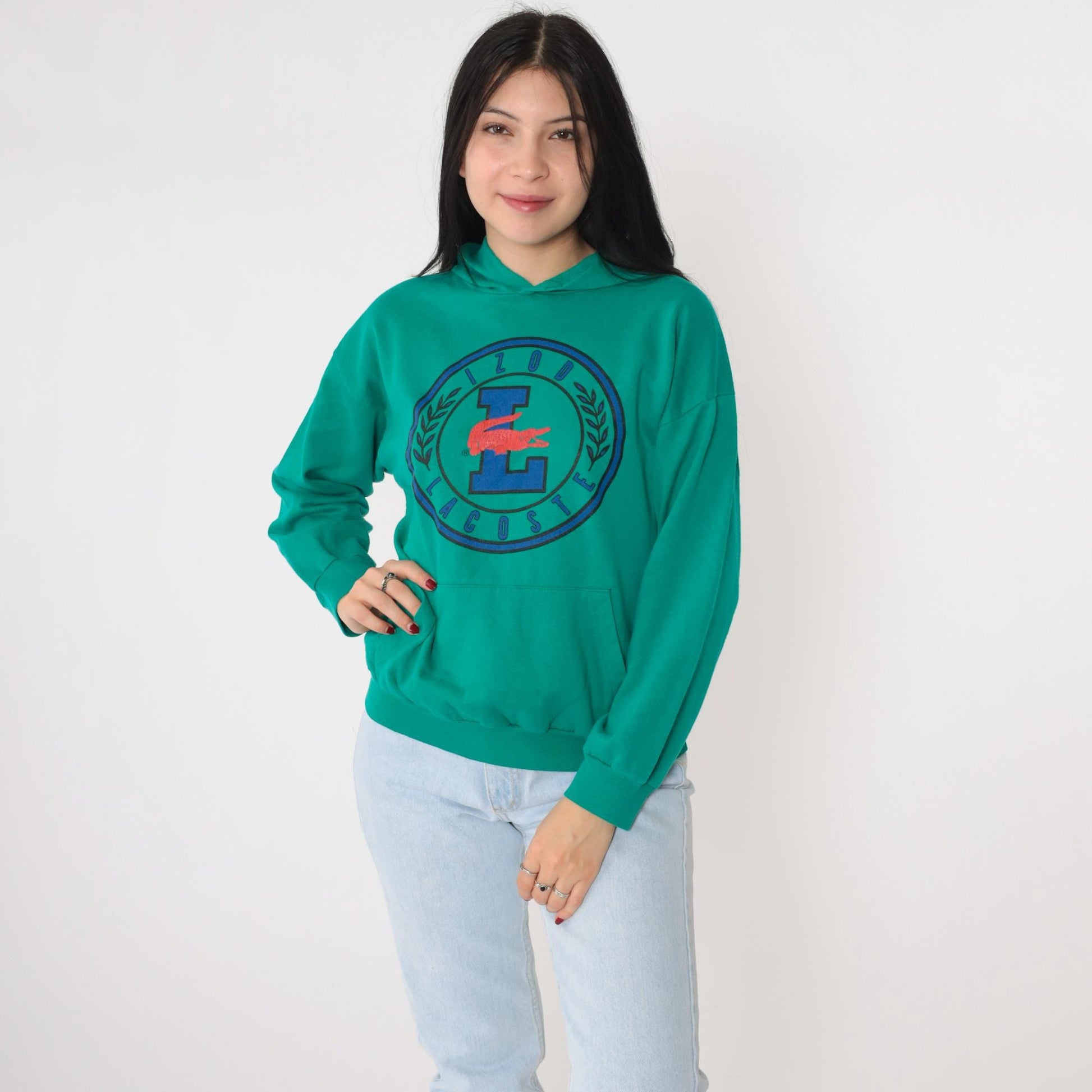 90s Izod Lacoste Green Hoodie Sweatshirt Small