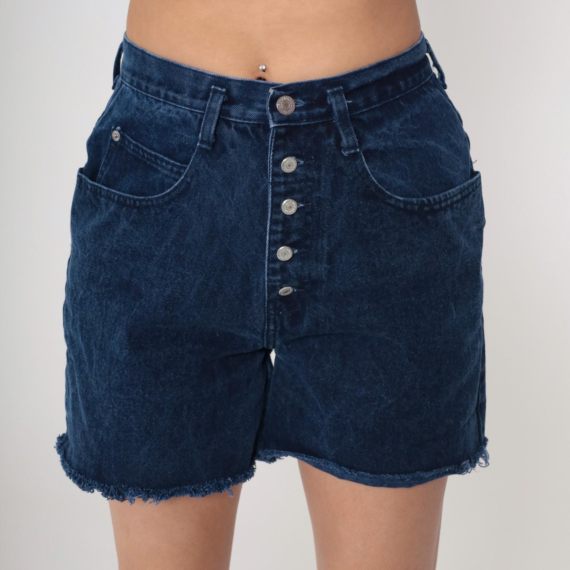 90s Jordache Dark Wash Denim Cutoff Shorts High Waisted Button Fly Medium