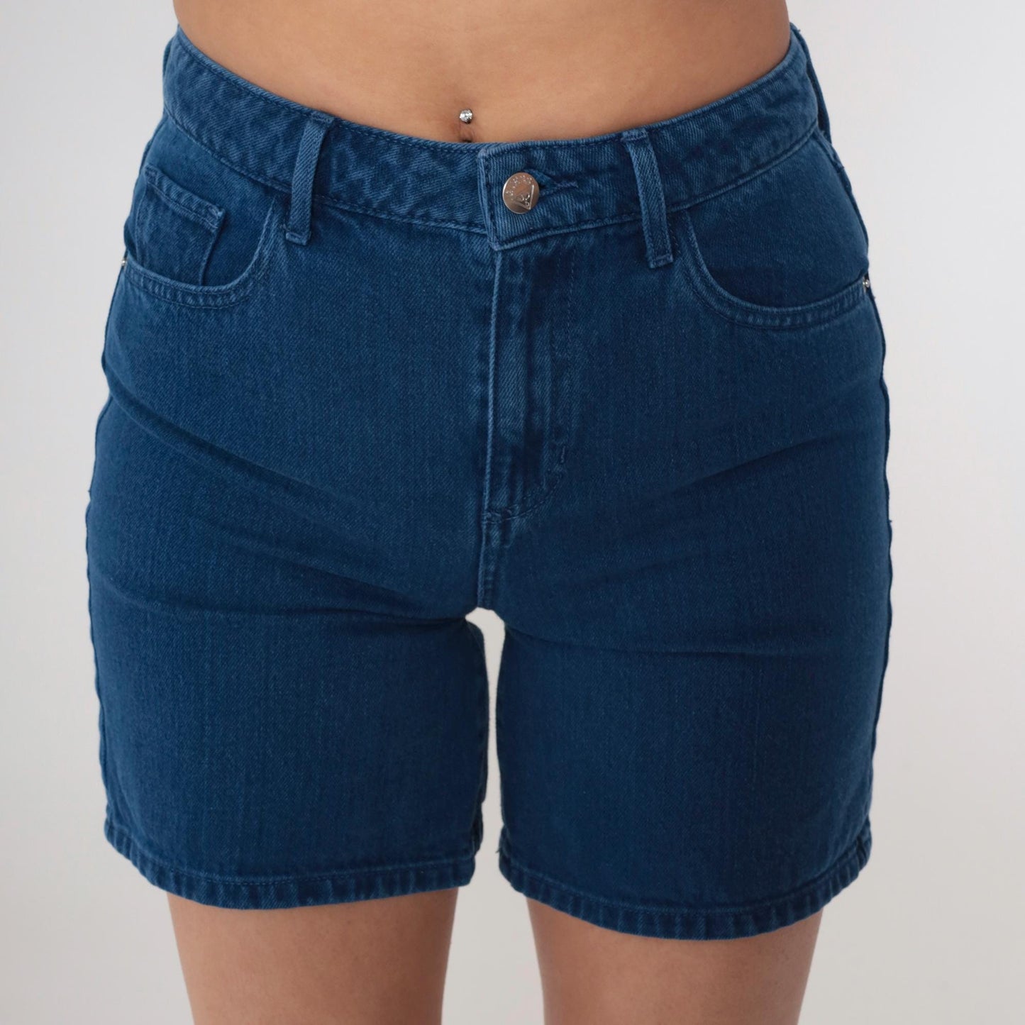 Y2K Guess Dark Wash High-Waisted Jean Shorts Triangle Logo Small 26
