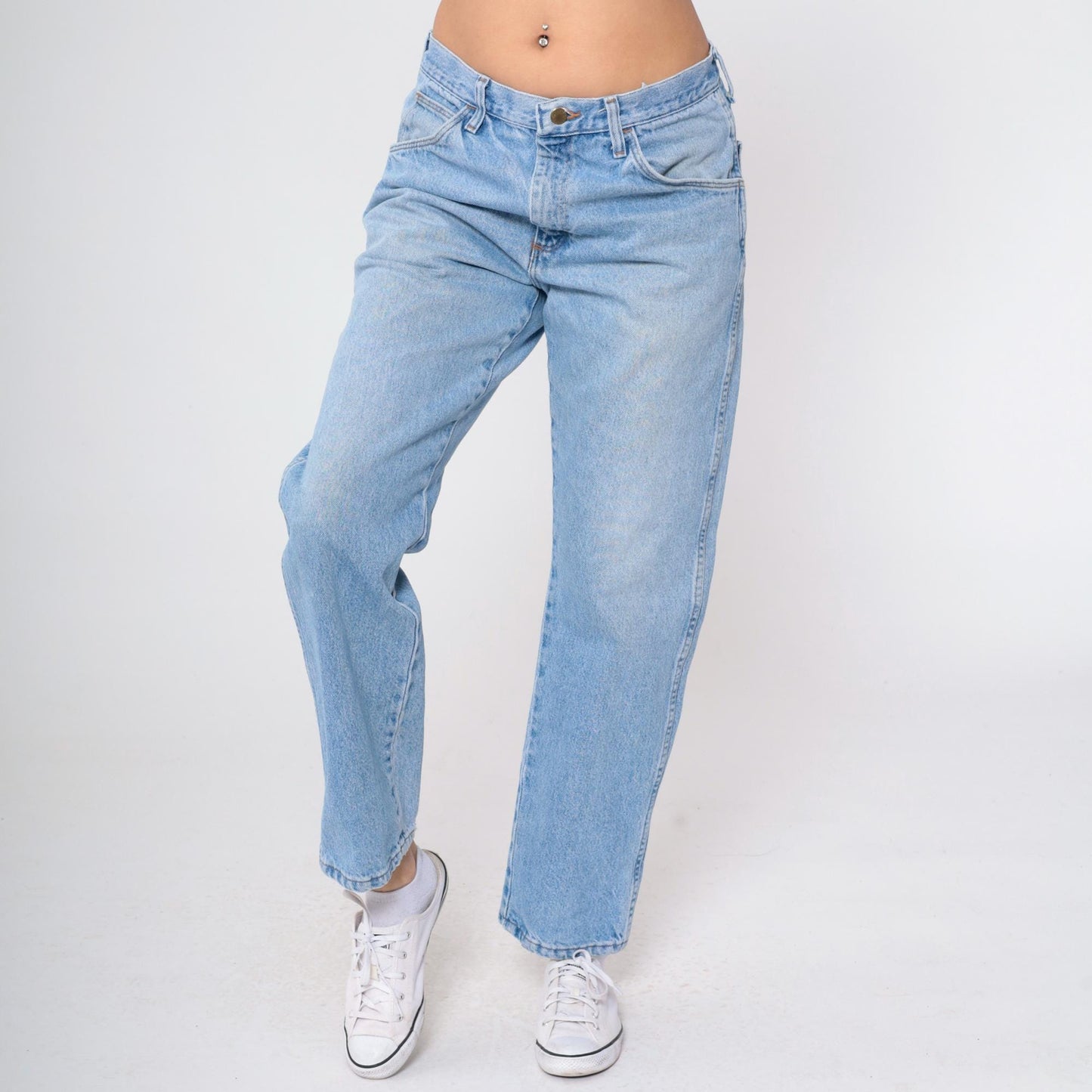 90s High Rise Straight Leg Jeans Faded Blue Denim Men's Medium