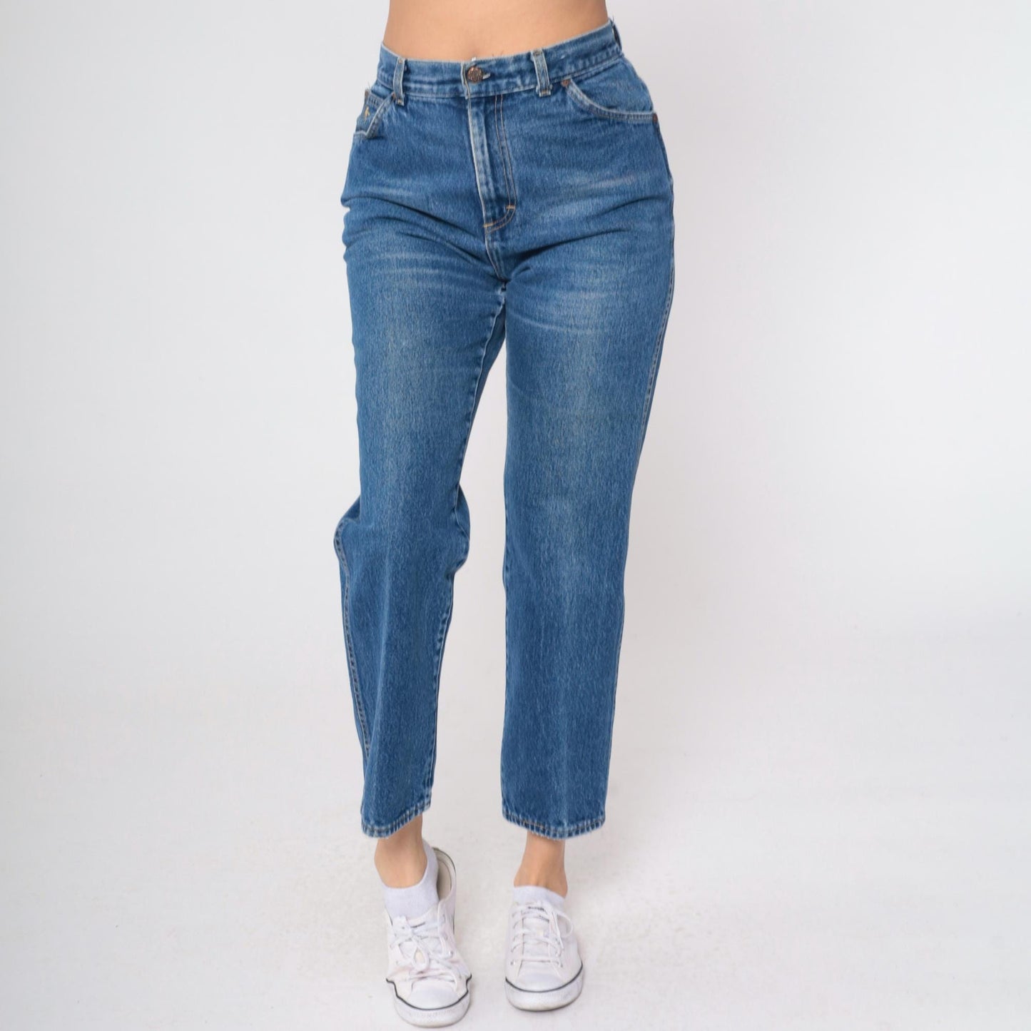 80s Sears High Waist Straight Leg Blue Jeans Unicorn Pocket Small