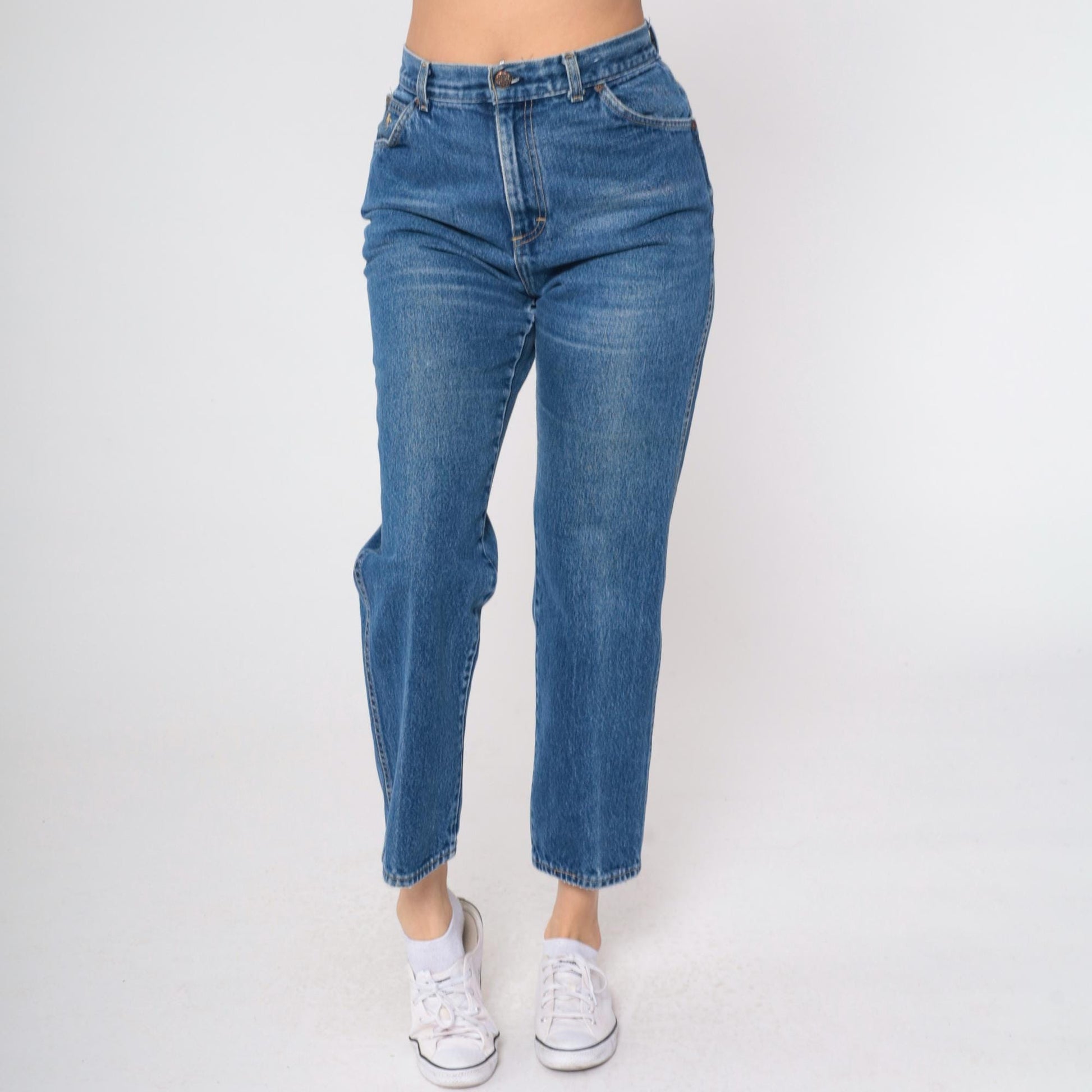 80s Sears High Waist Straight Leg Blue Jeans Unicorn Pocket Small
