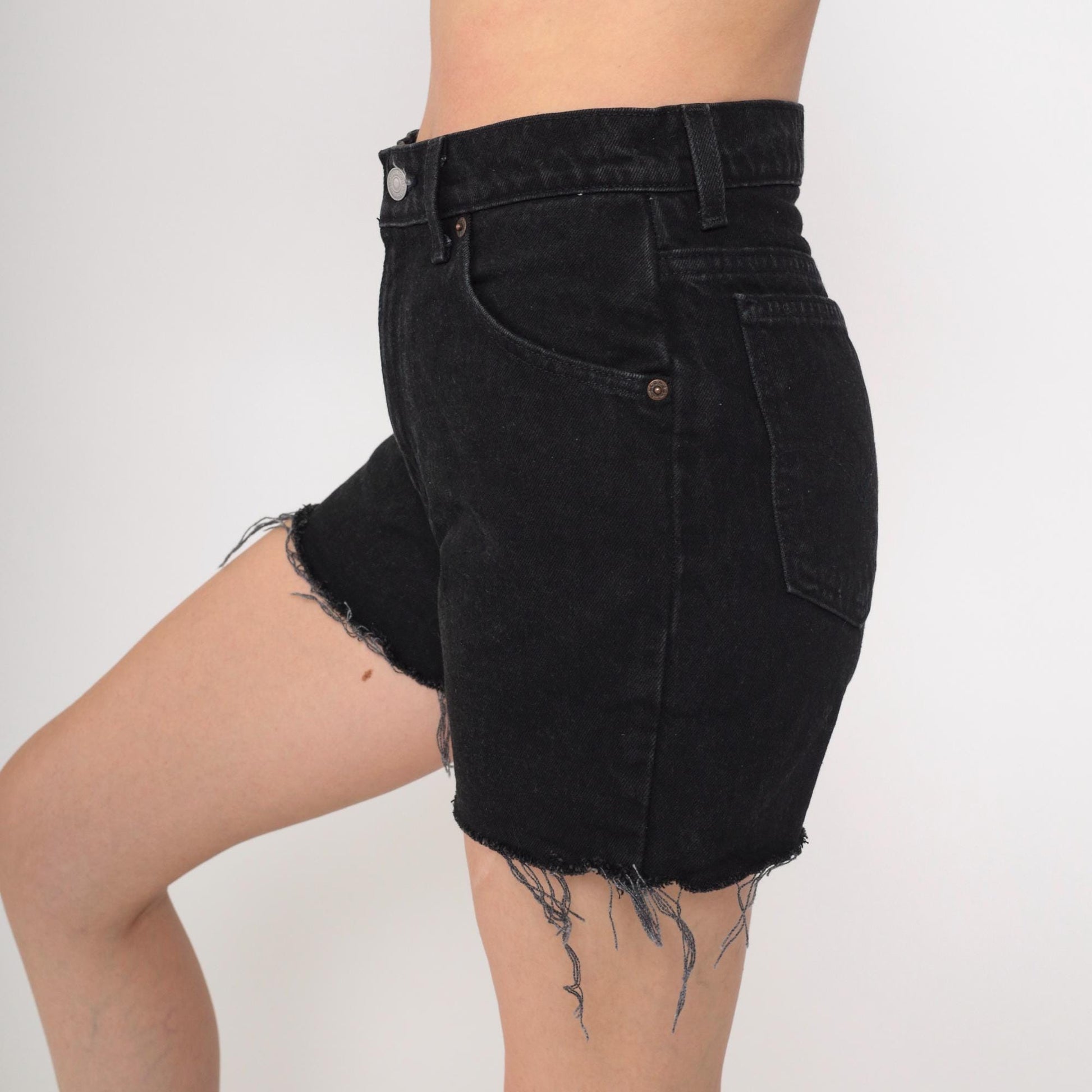 90s Levi's 912 Black Denim Cutoff Shorts High Rise Small