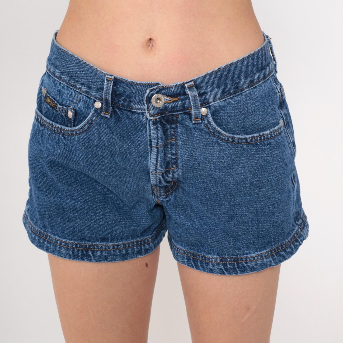 90s Blue Denim Shorts High Waist Button Fly Jean Shorts Small S
