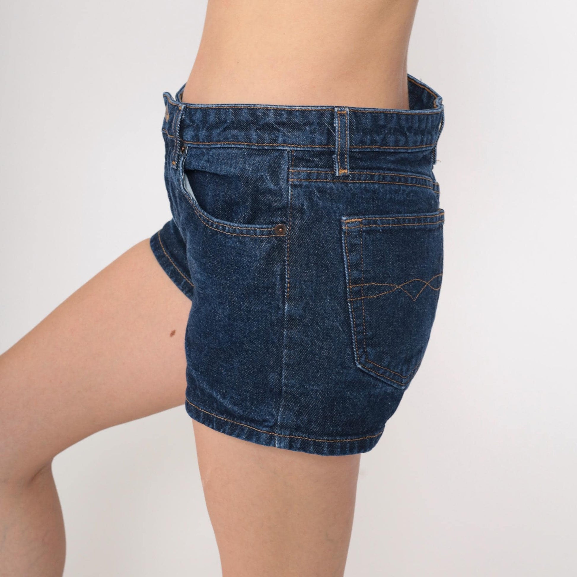 Y2K L.e.i Dark Wash Jean Shorts Mid Rise Blue Denim Small