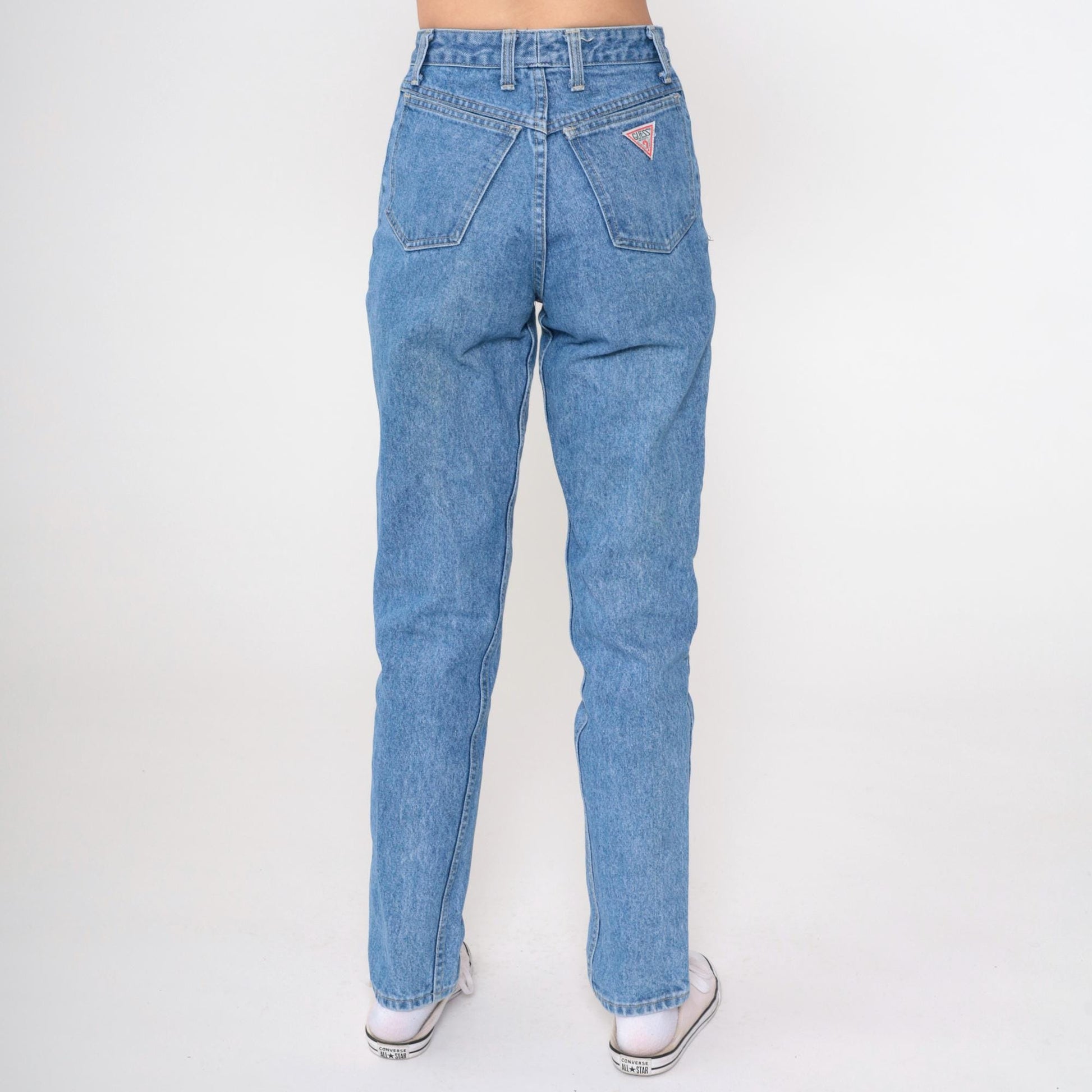 90s Guess High Waisted Tapered Jeans Blue Denim Small S