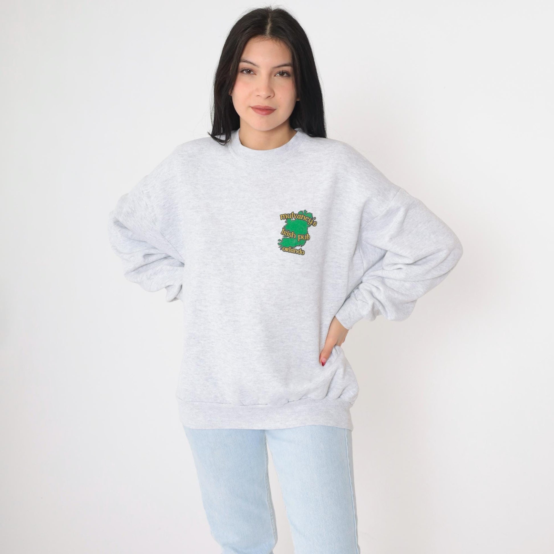 90s Mulvaney's Irish Pub Sweatshirt Grey Graphic Crewneck Large