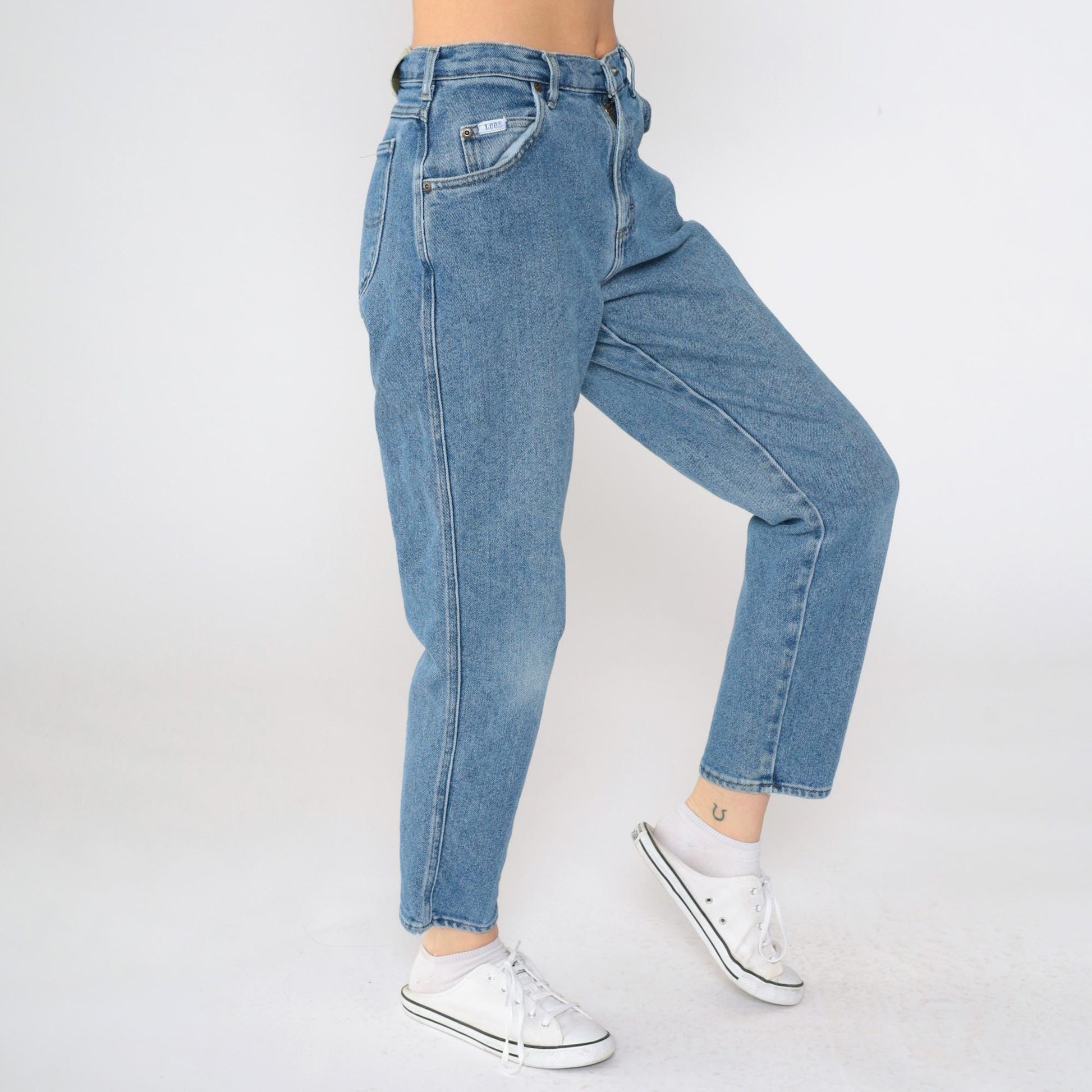 90s Lee High Waist Straight Leg Mom Jeans Blue Denim Small