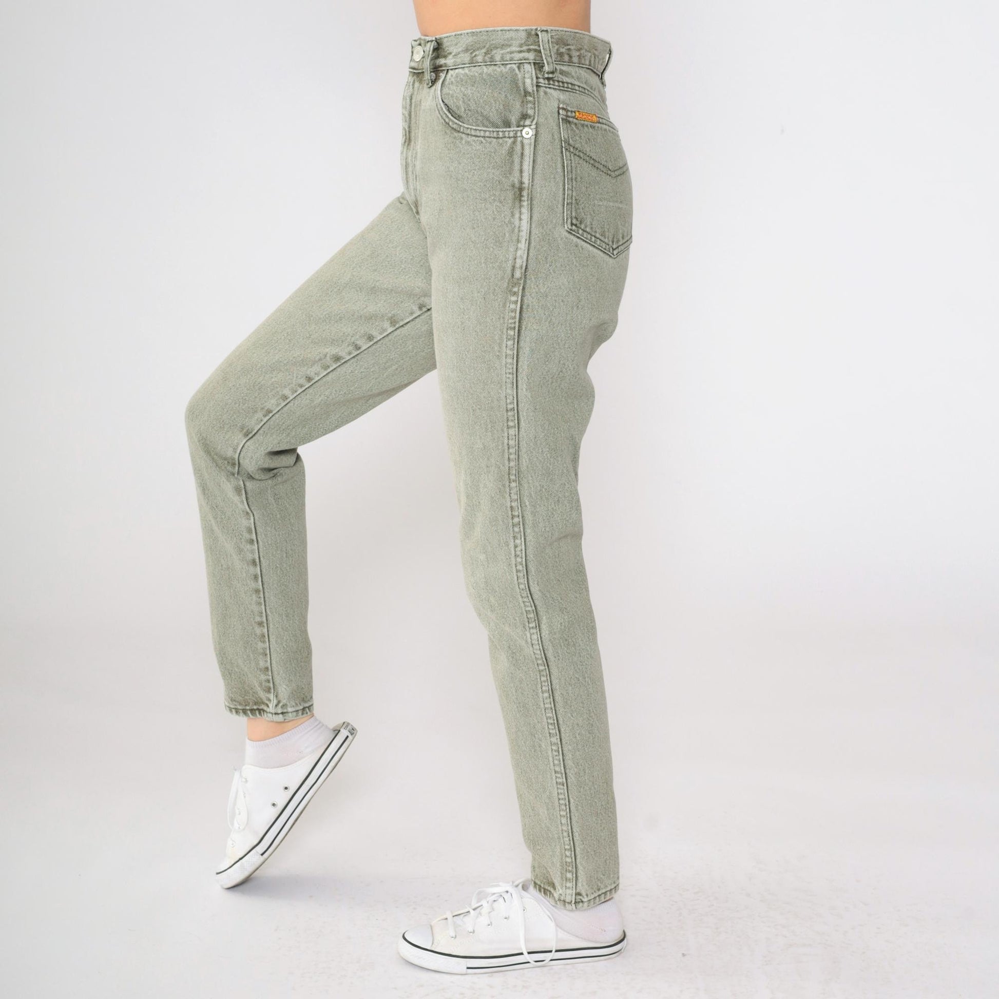 90s Jordache Olive Green High-Waisted Tapered Jeans Small S