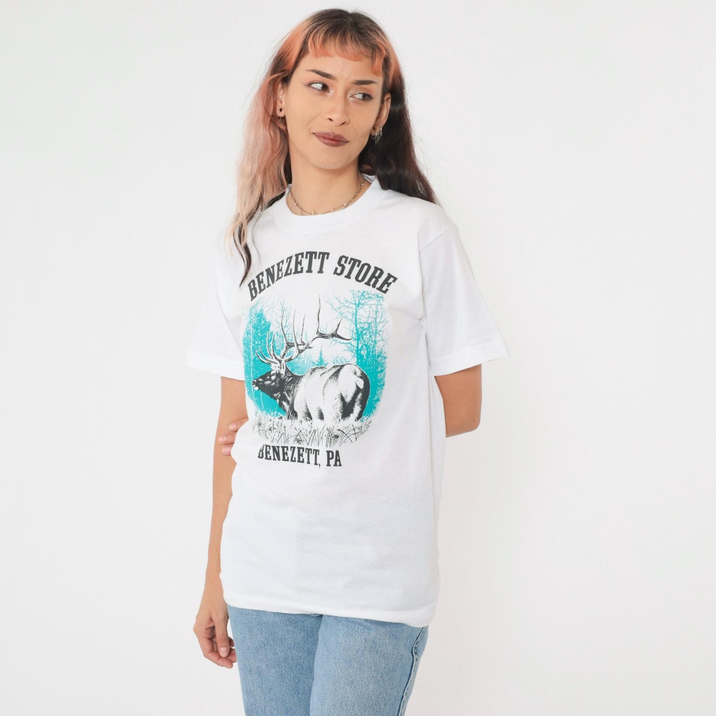90s Benezett Store Pennsylvania Elk Graphic T-Shirt Small