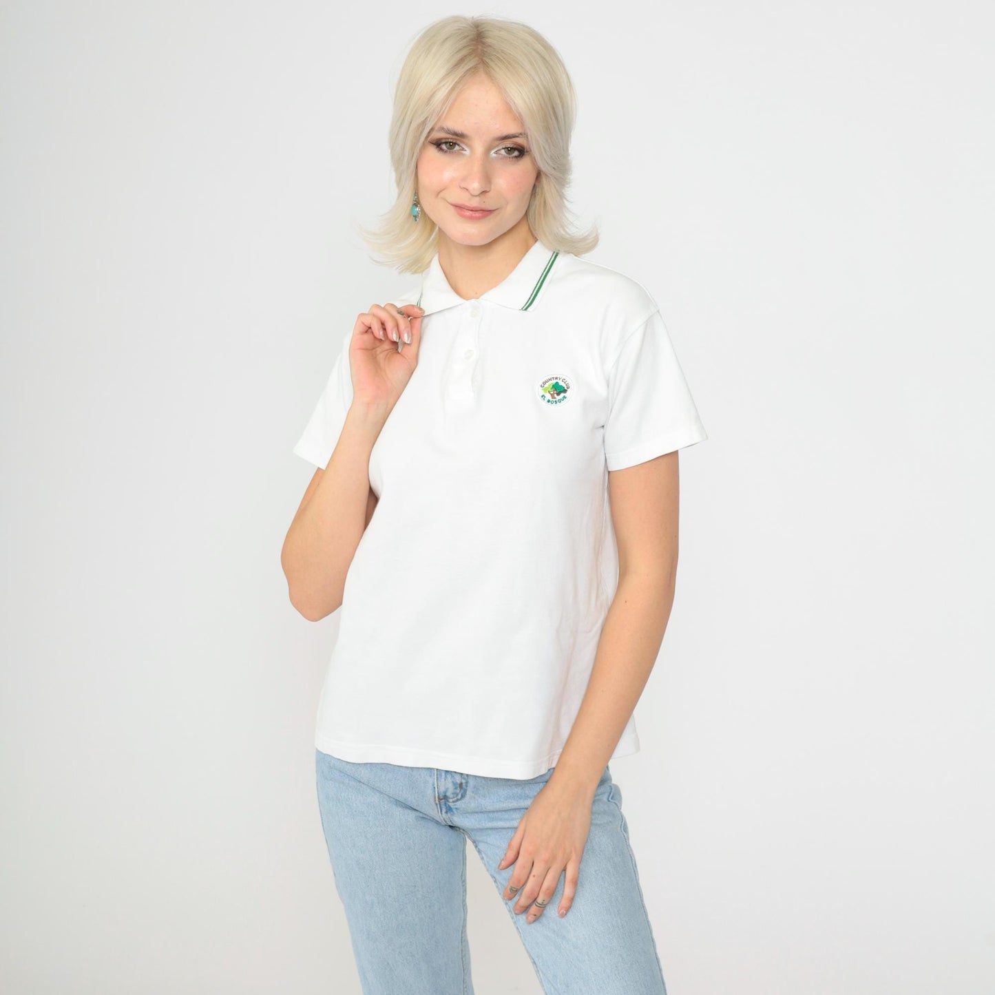 90s El Bosque Country Club Golf Polo Shirt White Medium M
