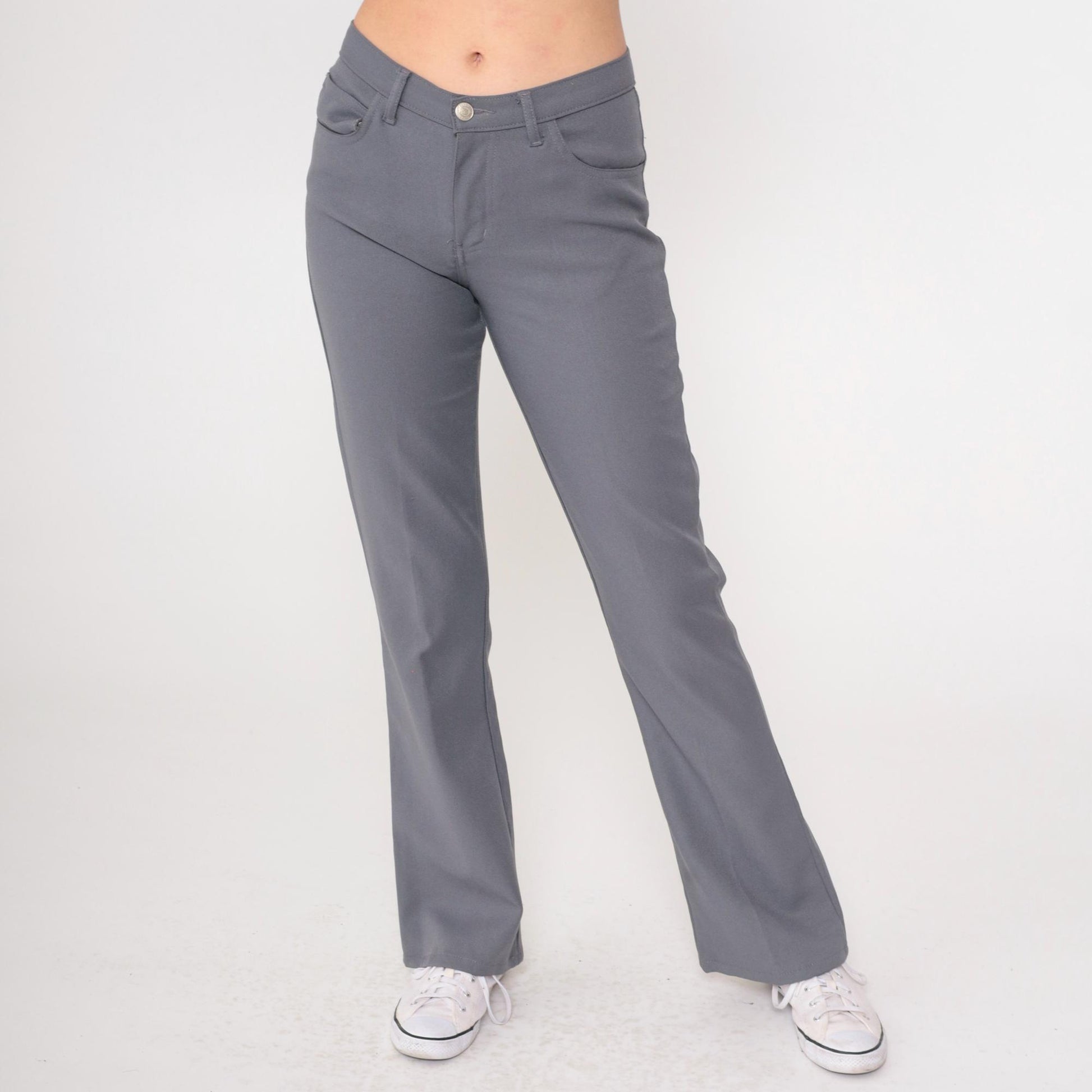 90s Paris Blues Grey Flared Pants Bell Bottom Mid Rise Small 5