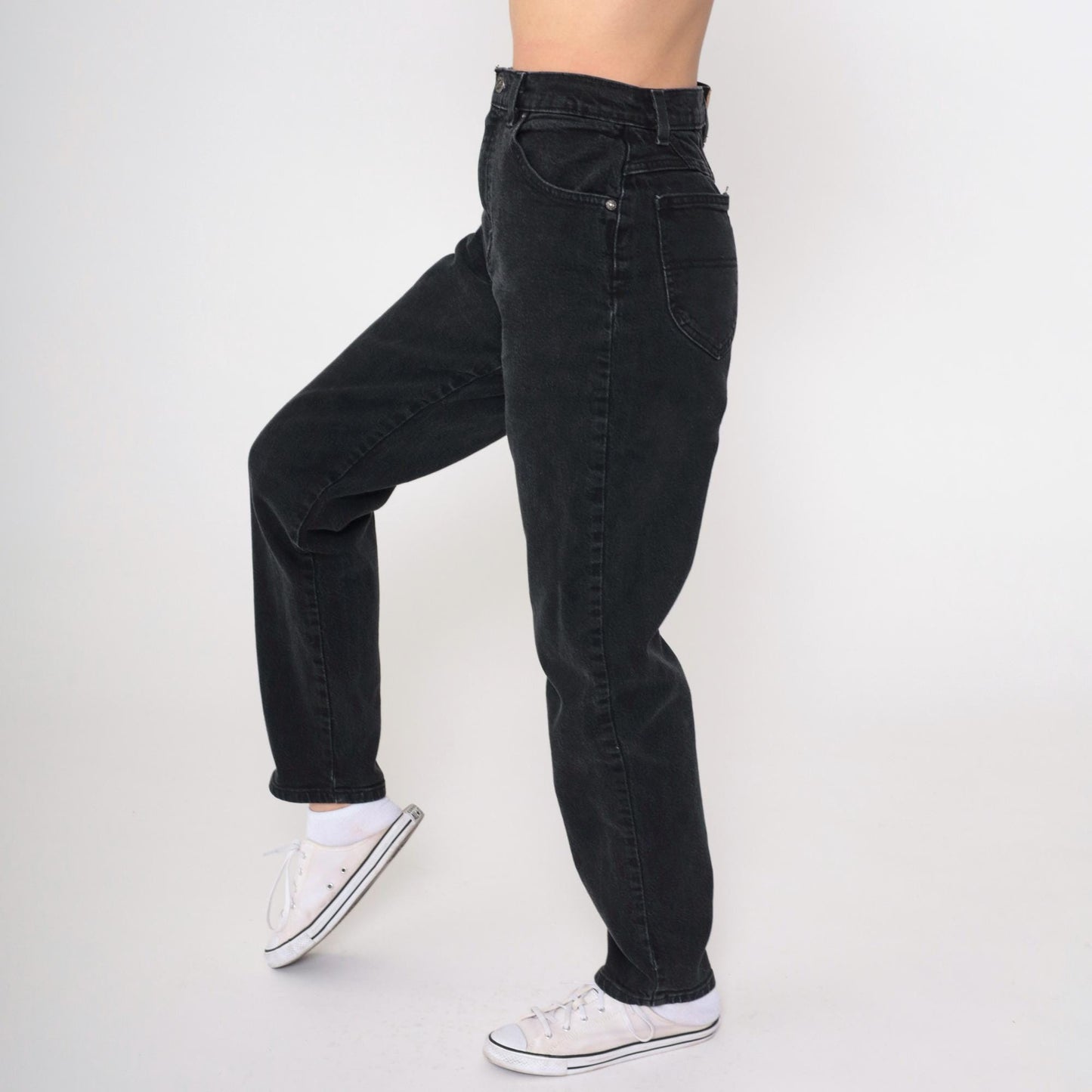 90s Riders Black High Rise Tapered Jeans Cotton Denim Small 6
