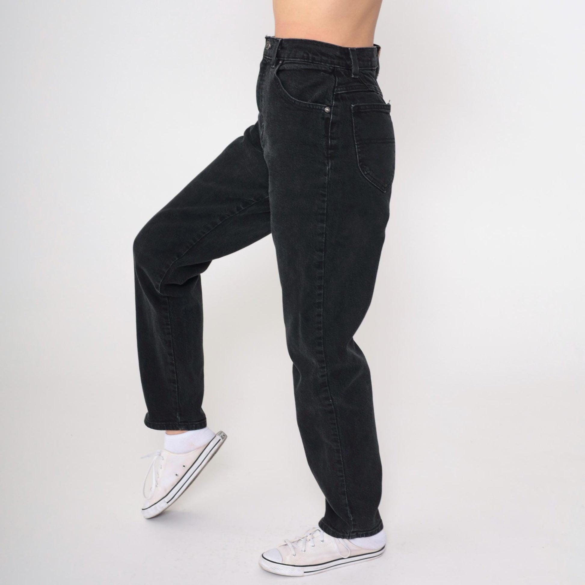 90s Riders Black High Rise Tapered Jeans Cotton Denim Small 6