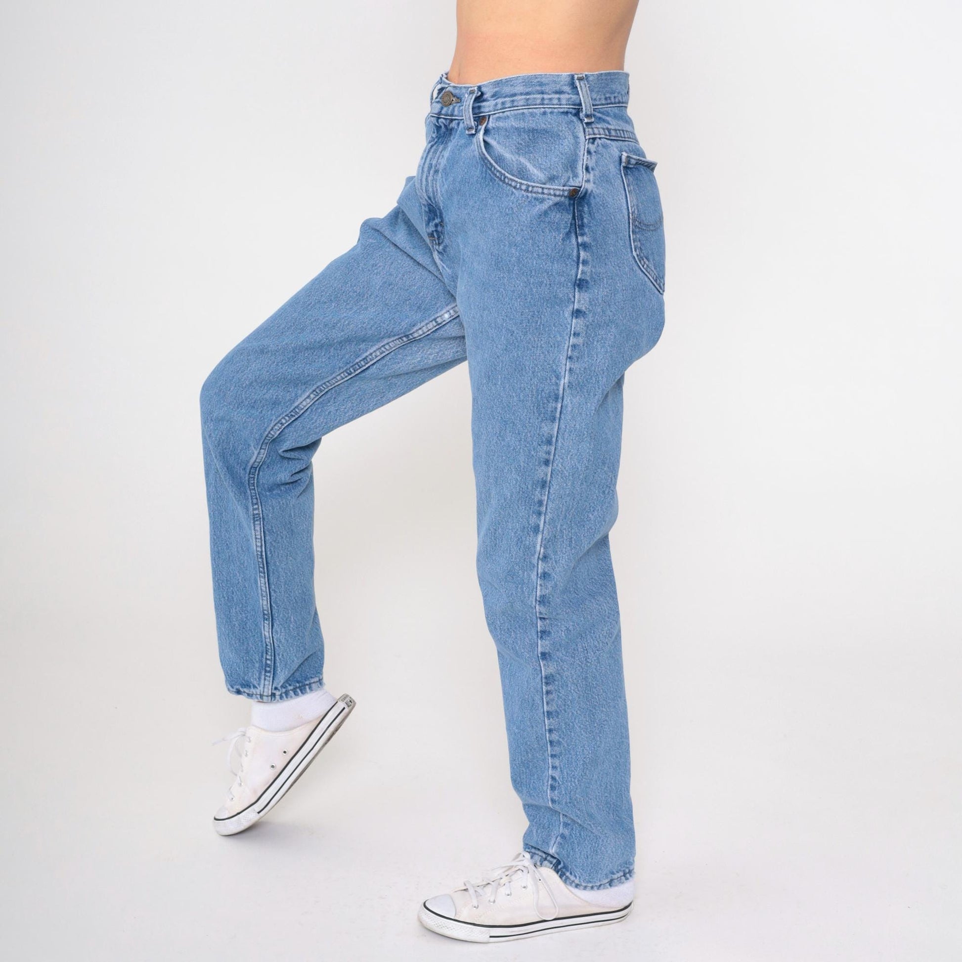90s Lee High Waist Tapered Jeans Blue Denim Medium