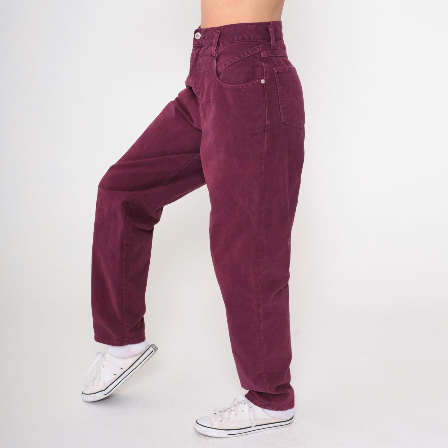 90s Steel Plum High-Waist Tapered Jeans Cotton Small