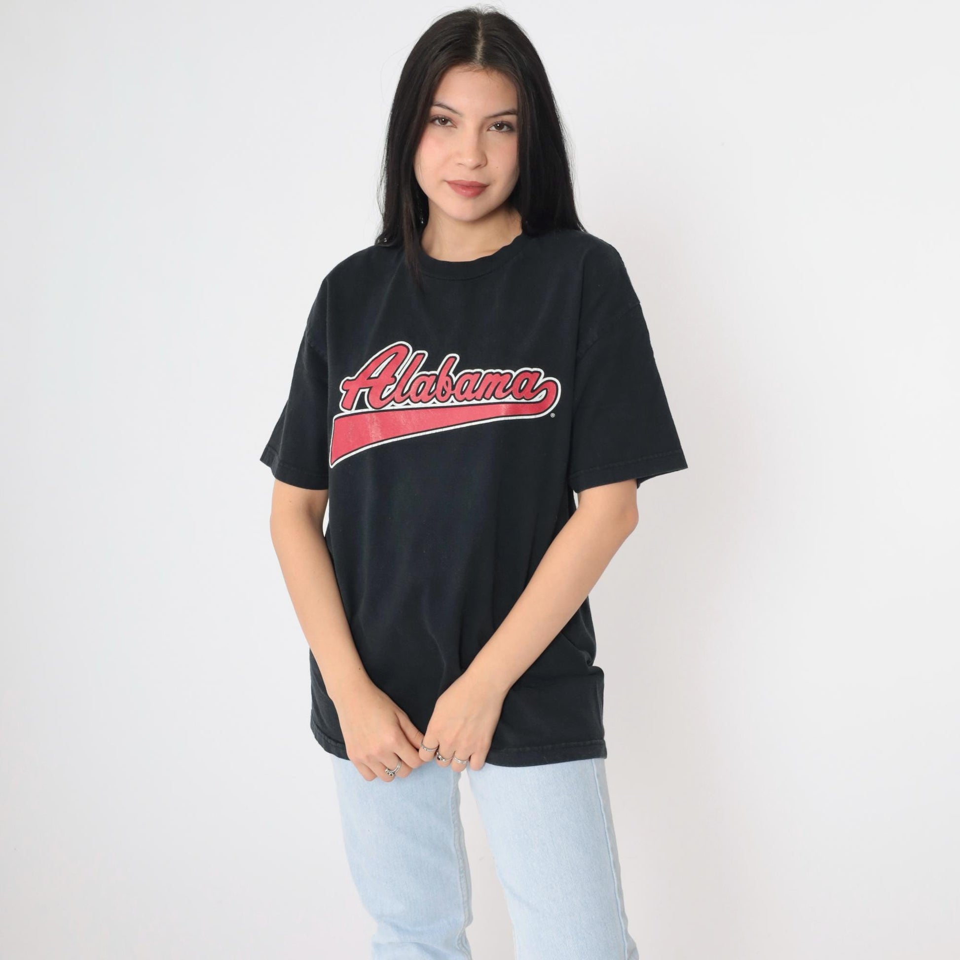 Y2K Alabama Graphic T-Shirt Black Cotton Tee Large L