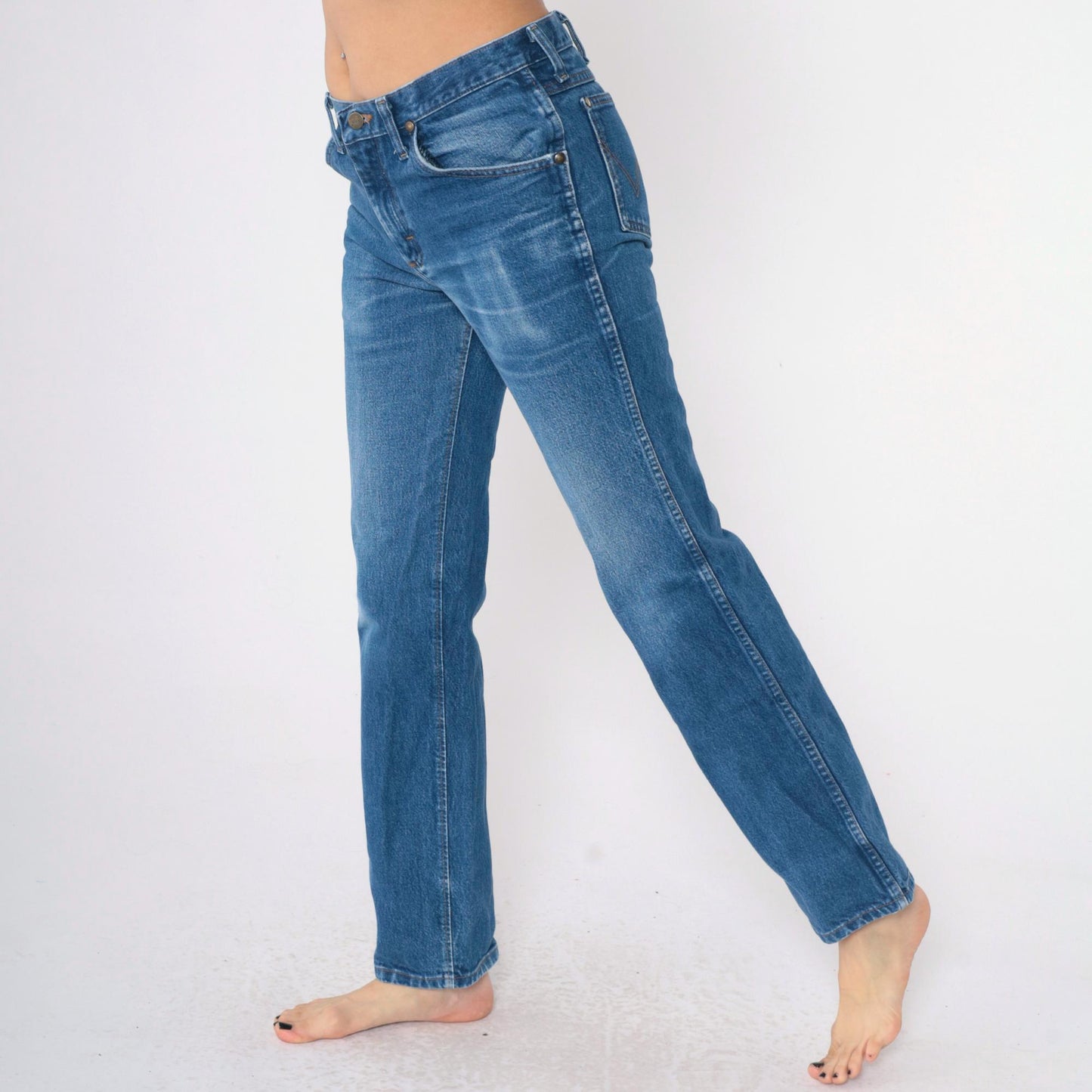 Y2K Wrangler Slim Straight Leg Jeans Faded Blue Denim 31x32