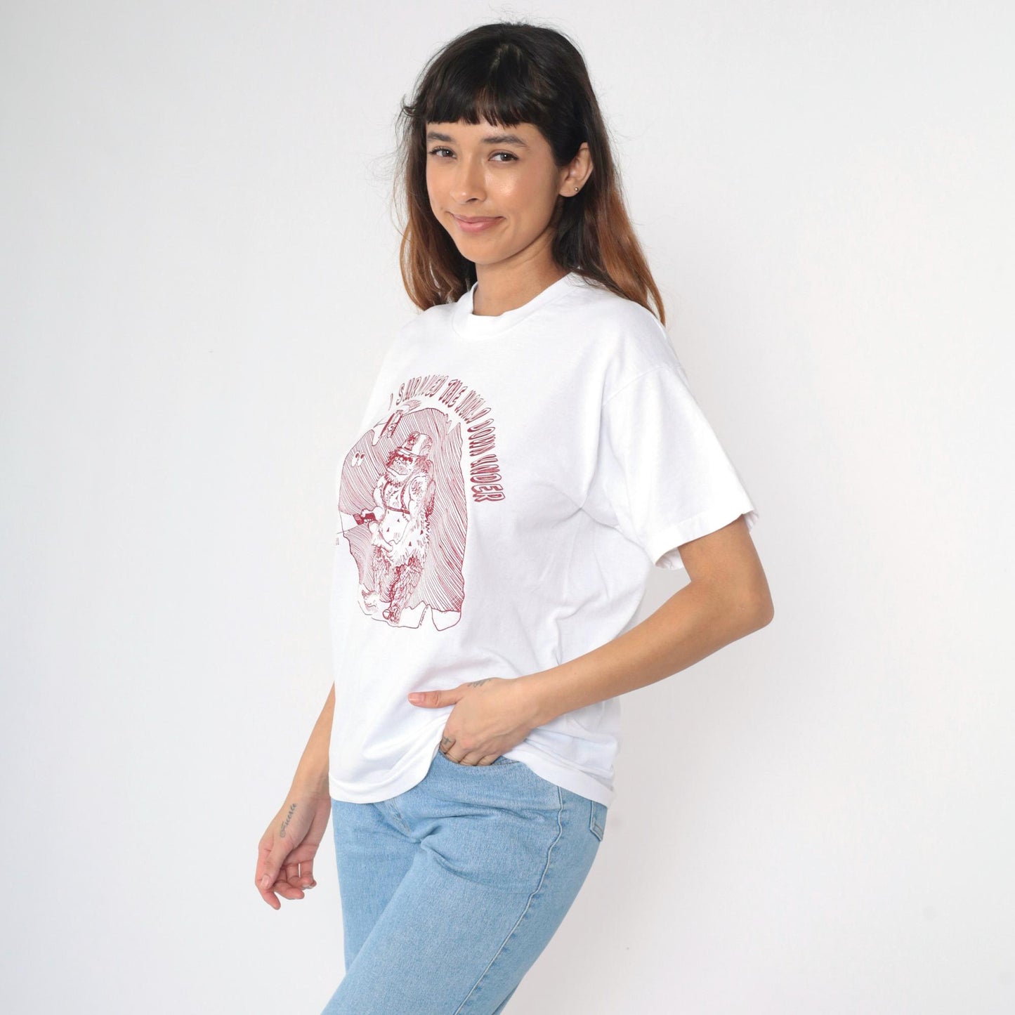 90s Rolla Middle School Spelunkers Graphic T-Shirt White Caveman Tee Large