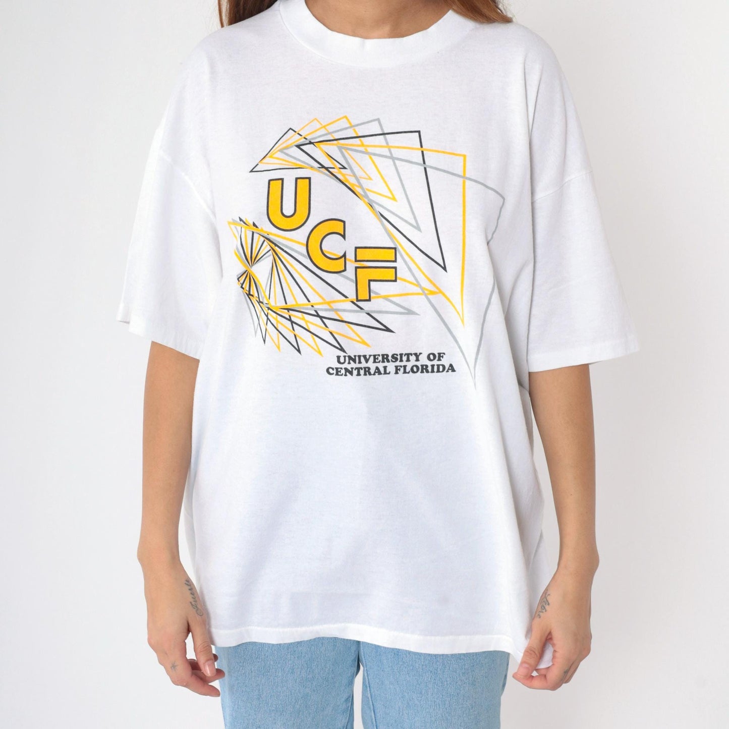 90s University of Central Florida Graphic T-Shirt White Cotton XXL
